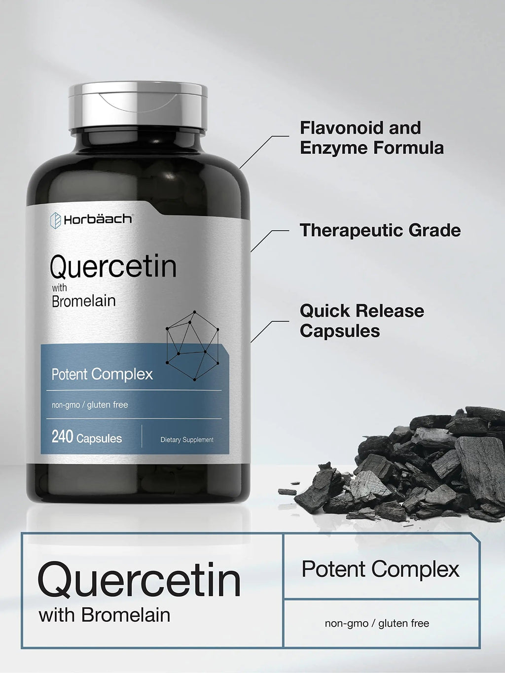 Quercetin with Bromelain Supplement | 240 Capsules | Non-GMO and Gluten Free Horbäach Au supplements