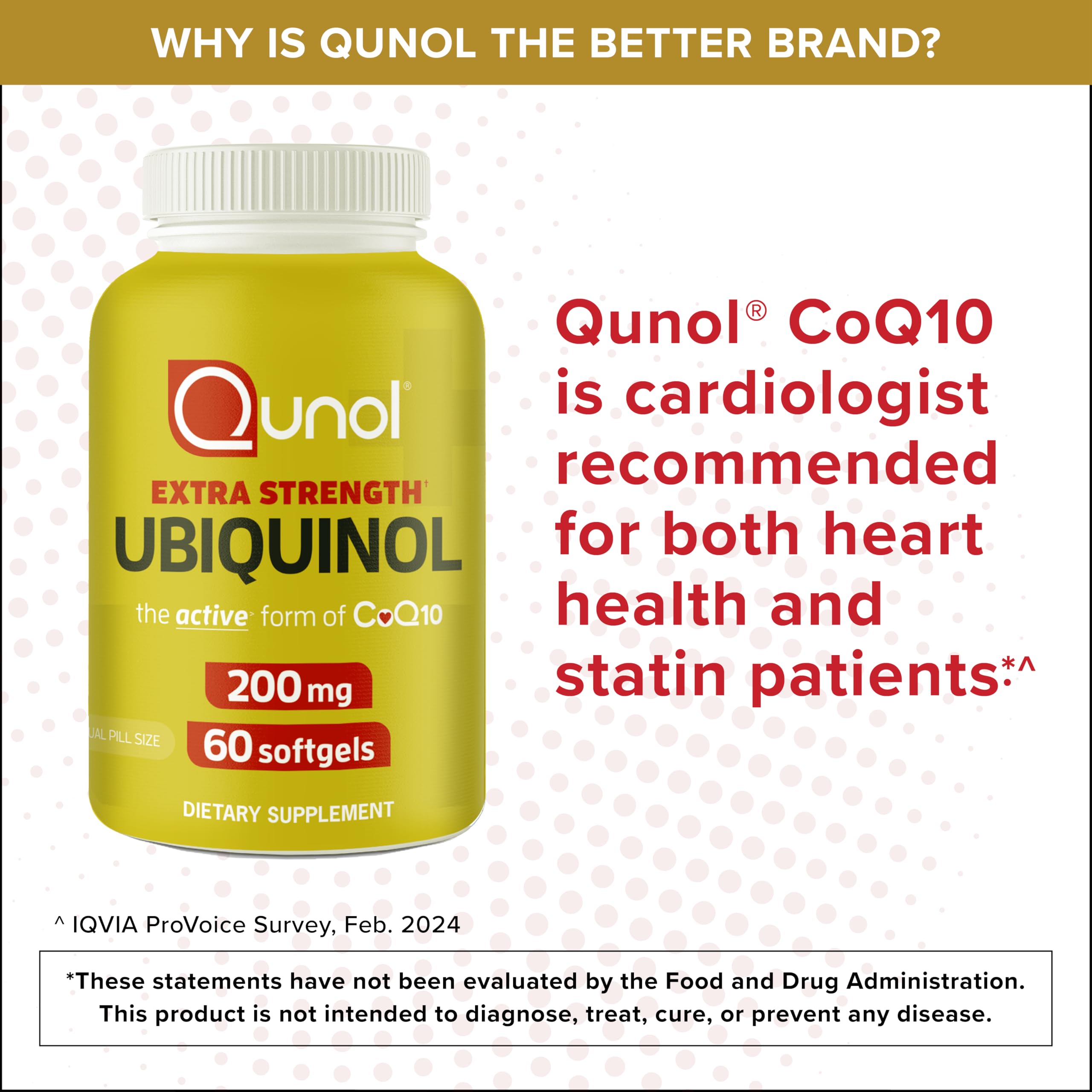 Qunol 200mg Ubiquinol, Powerful Antioxidant for Heart and Vascular Health, Essential for energy production, Natural Supplement Active Form of CoQ10, 60 Count