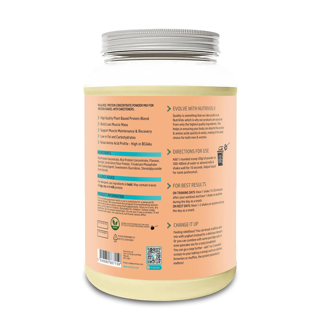 NutriVolv Vegan Plant Based Protein Powder | Peanut Butter Cereal Flavour 900g | Pea & Rice Protein Blend NutriVolv Au supplements