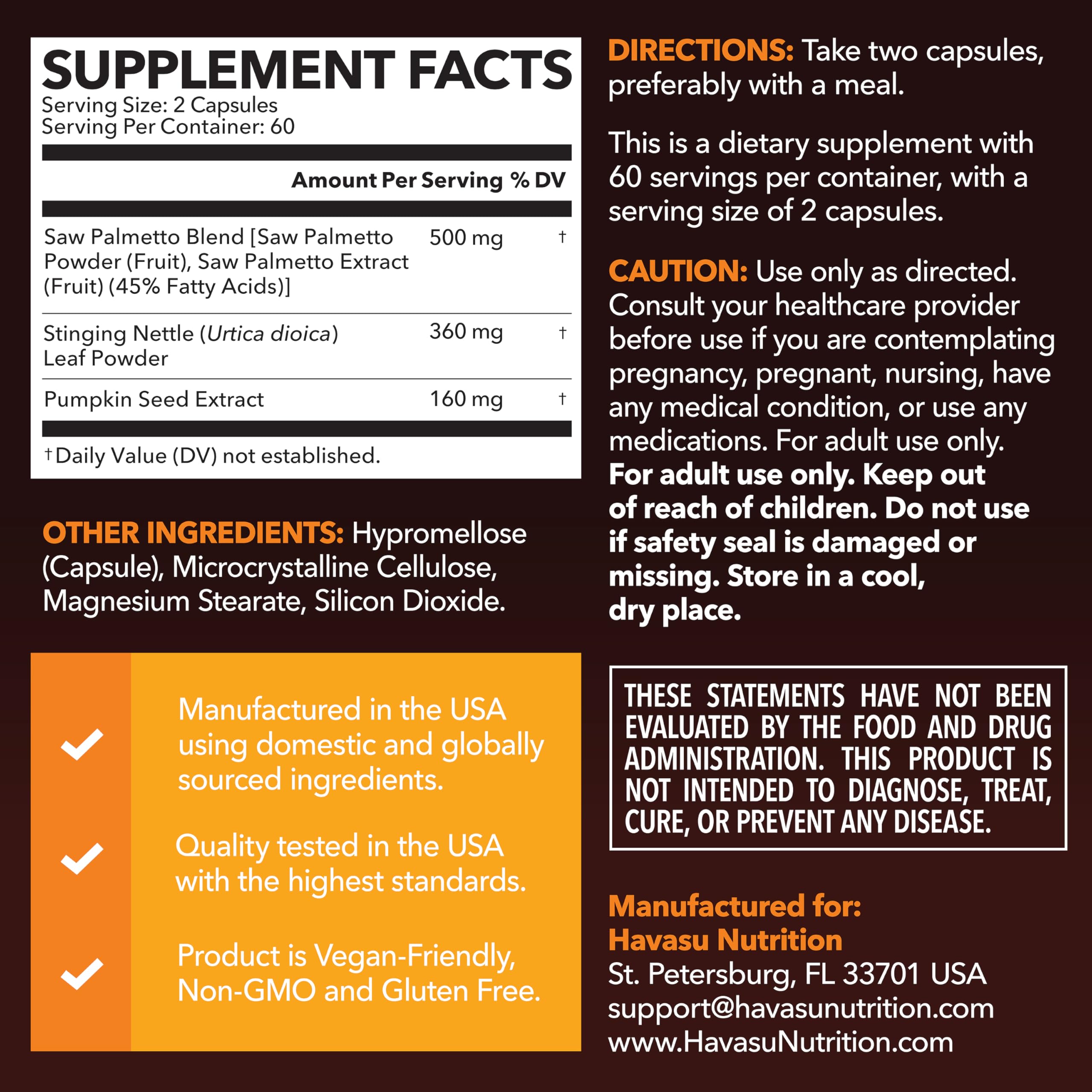 Saw Palmetto Supplement with Stinging Nettle and Pumpkin Seed Extract - Advanced 3X Formula - DHT Blocker Urinary Health and Prostate Support for Mens Health