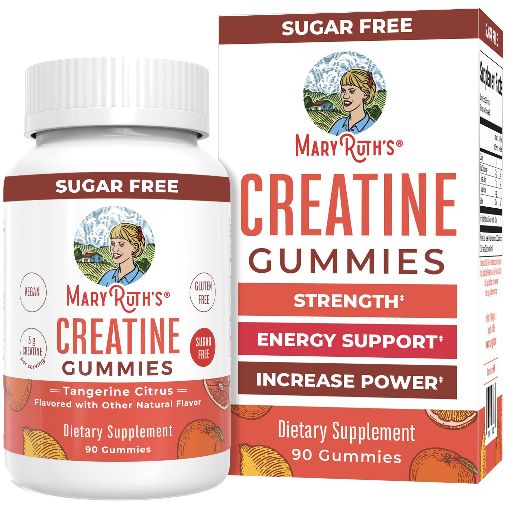 MaryRuth's Creatine Gummies | Creatine Monohydrate Gummies | 3g Creatine Per Serving | Creatine for Women & Men | Tangerine Citrus Flavor | Exercise | Workout | Sugar Free | Vegan | 90 Count MARYRUTH'S Au supplements