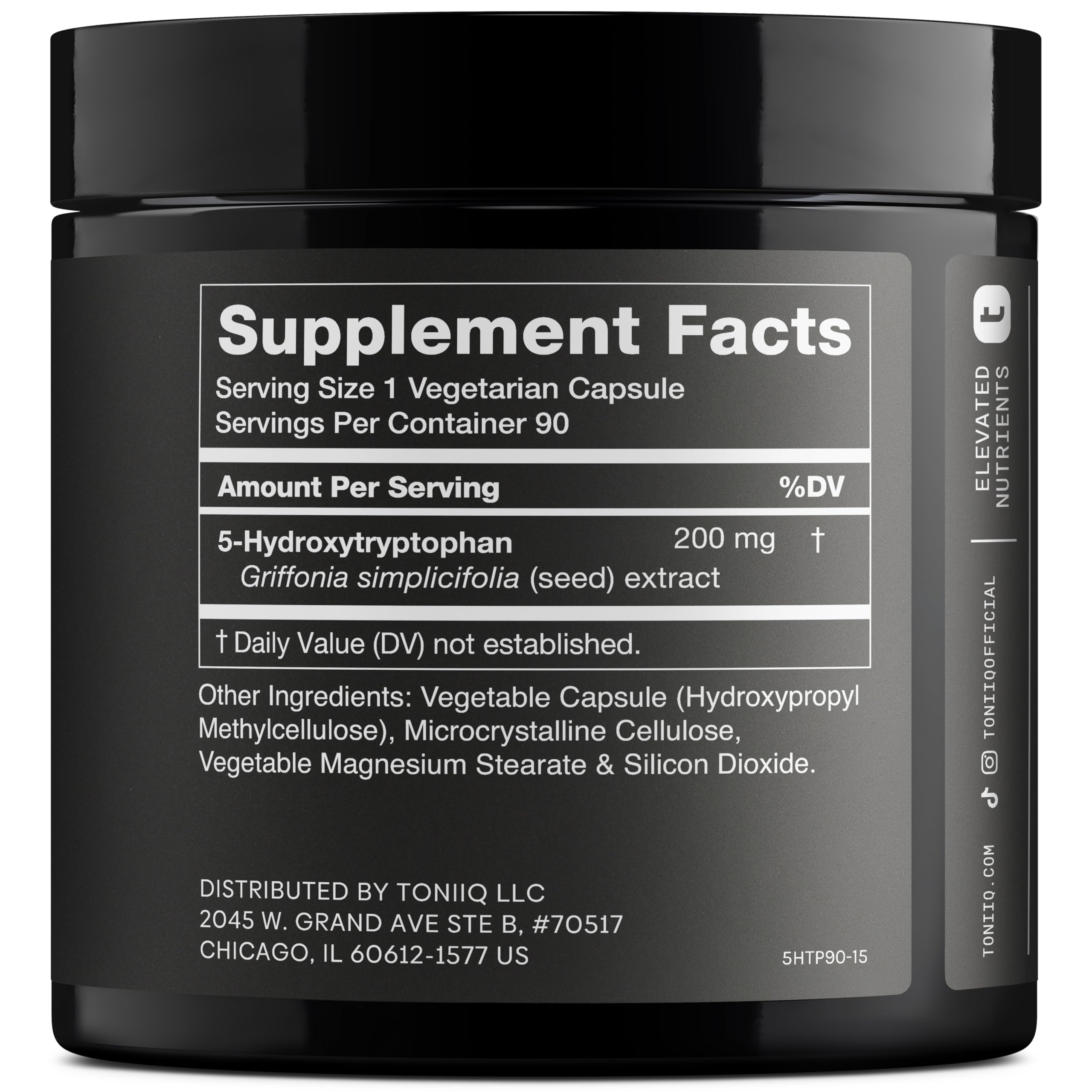 Toniiq Ultra High Strength 5HTP Capsules - 99%+ Highly Purified and Bioavailable - 12:1 Concentrated Extract - 200mg - 90 Veggie Capsules Toniiq Au supplements