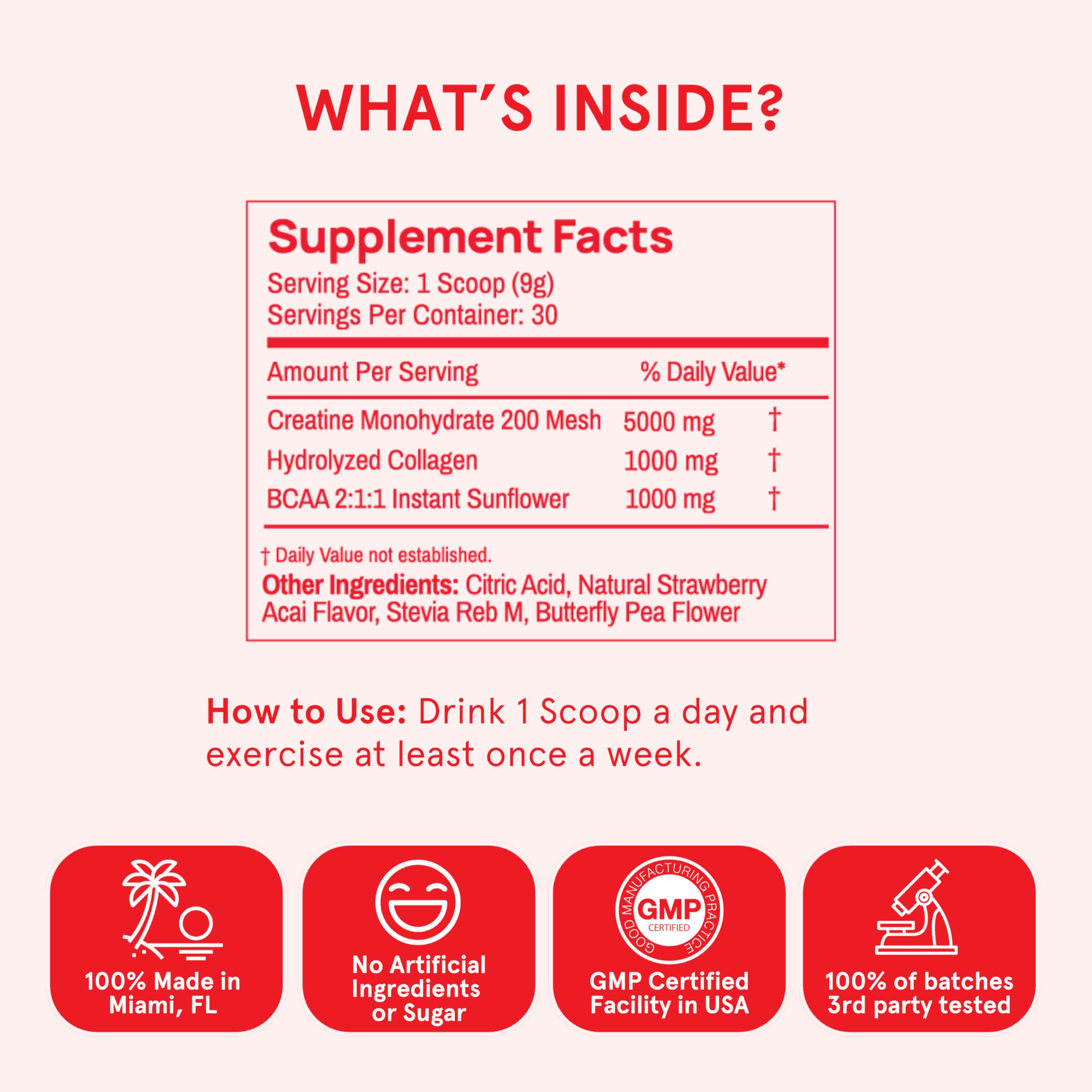 Peach Perfect Creatine Blend for Women – Micronized Creatine Monohydrate with BCAA & Collagen for Glute Strength Support – Strawberry Acai – 30 Servings Peach Perfect Au supplements