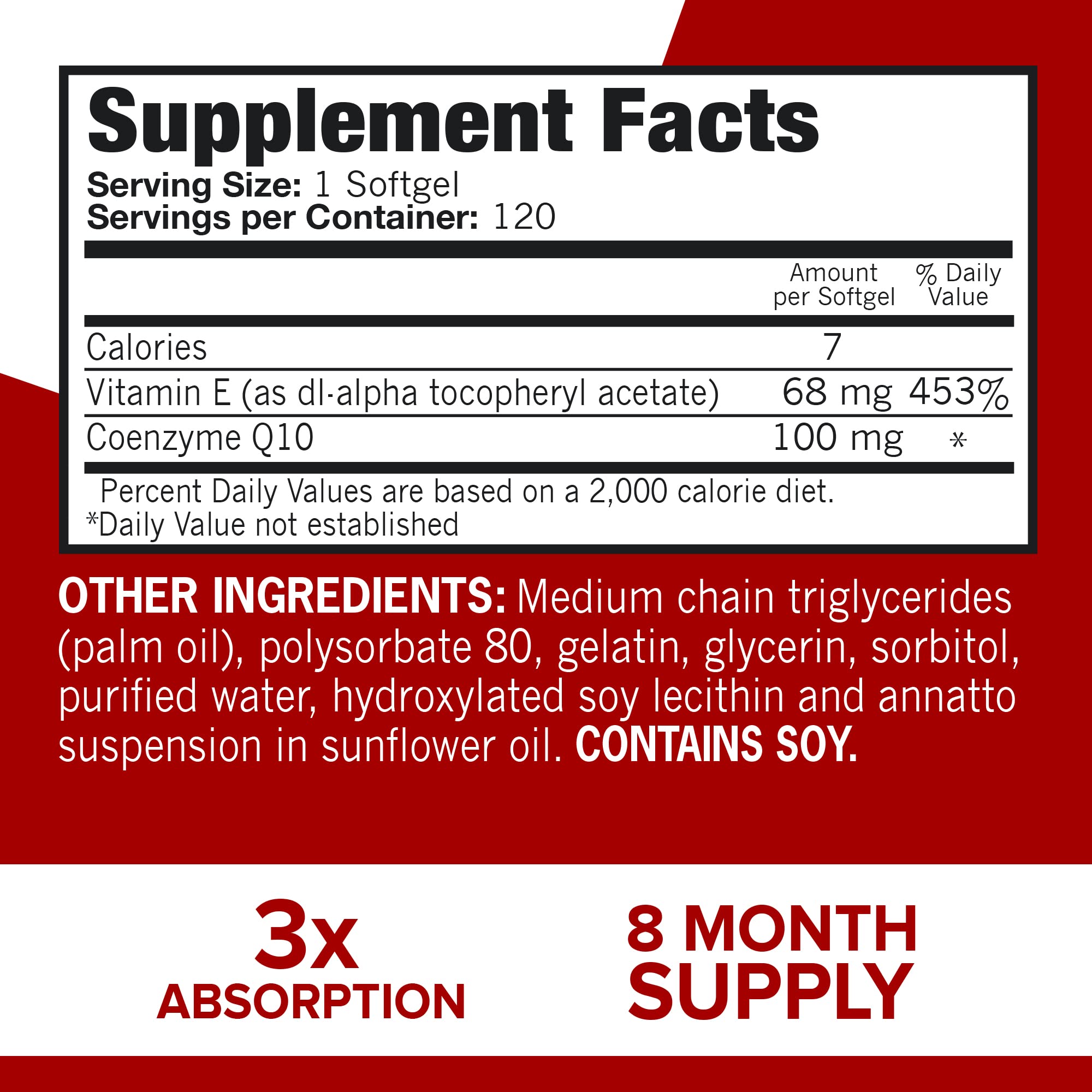 Qunol Ultra CoQ10 100mg, 3x Better Absorption, Patented Water and Fat Soluble Natural Supplement Form of Coenzyme Q10