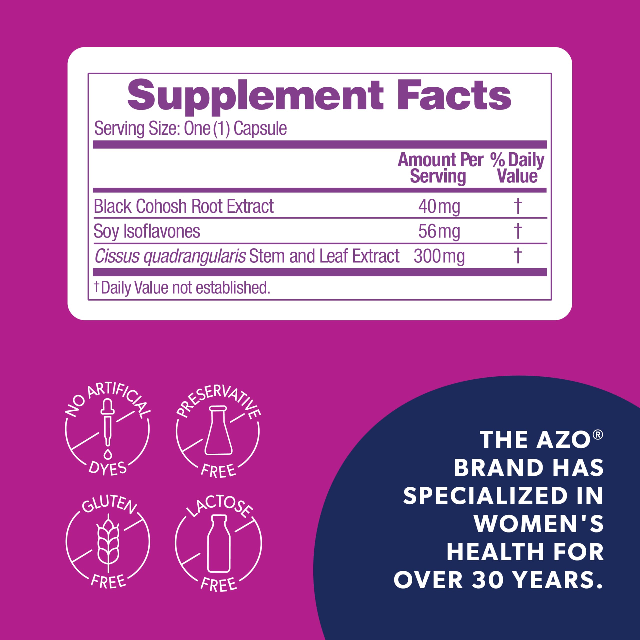 AZO® Daily Pre-Menopause Relief Perimenopause Supplements for Women, Hot Flash, Night Sweat and Healthy Weight Management Support* - 30 Count AZO Au supplements