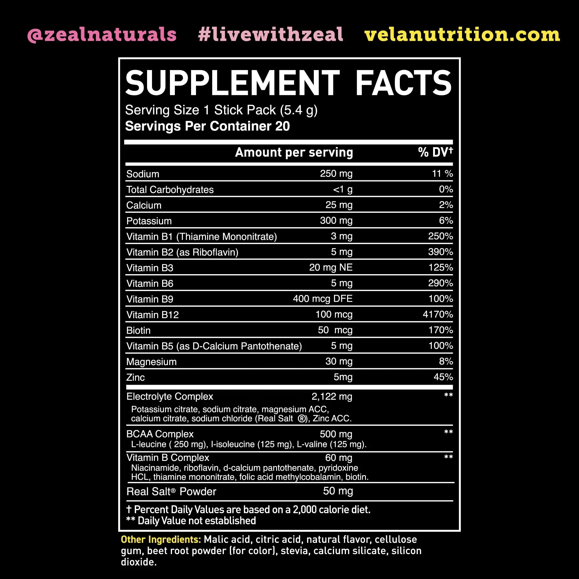 Enhanced Powder Stick Packs (Lemon Berry - 20 Packets) Sugar Free + BCAA B-Vitamins Zeal Naturals Au supplements