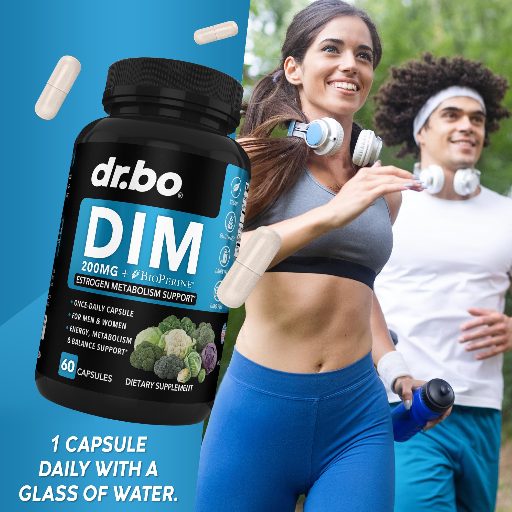 DIM Supplement for Women & Men 200mg - Androgen Estrogen Blocker for Men & Women, Hormonal Acne Pills, Hormone Balance, Menopause Support, Diindolylmethane DIM Supplement Plus BioPerine - 60 Capsules DR. BO Au supplements