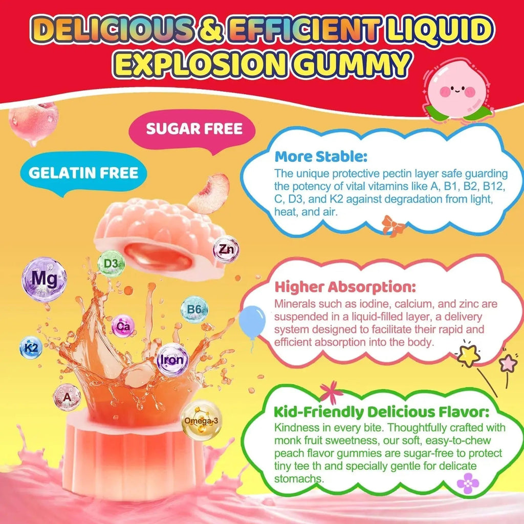 Fajeckma Organic Kids Multivitamin Gummies: Sugar Free Multi Vitamin Gummy with Vitamins D3 Iron Omega Probiotic Elderberry Calcium Zinc Dha Fajeckma Au supplements