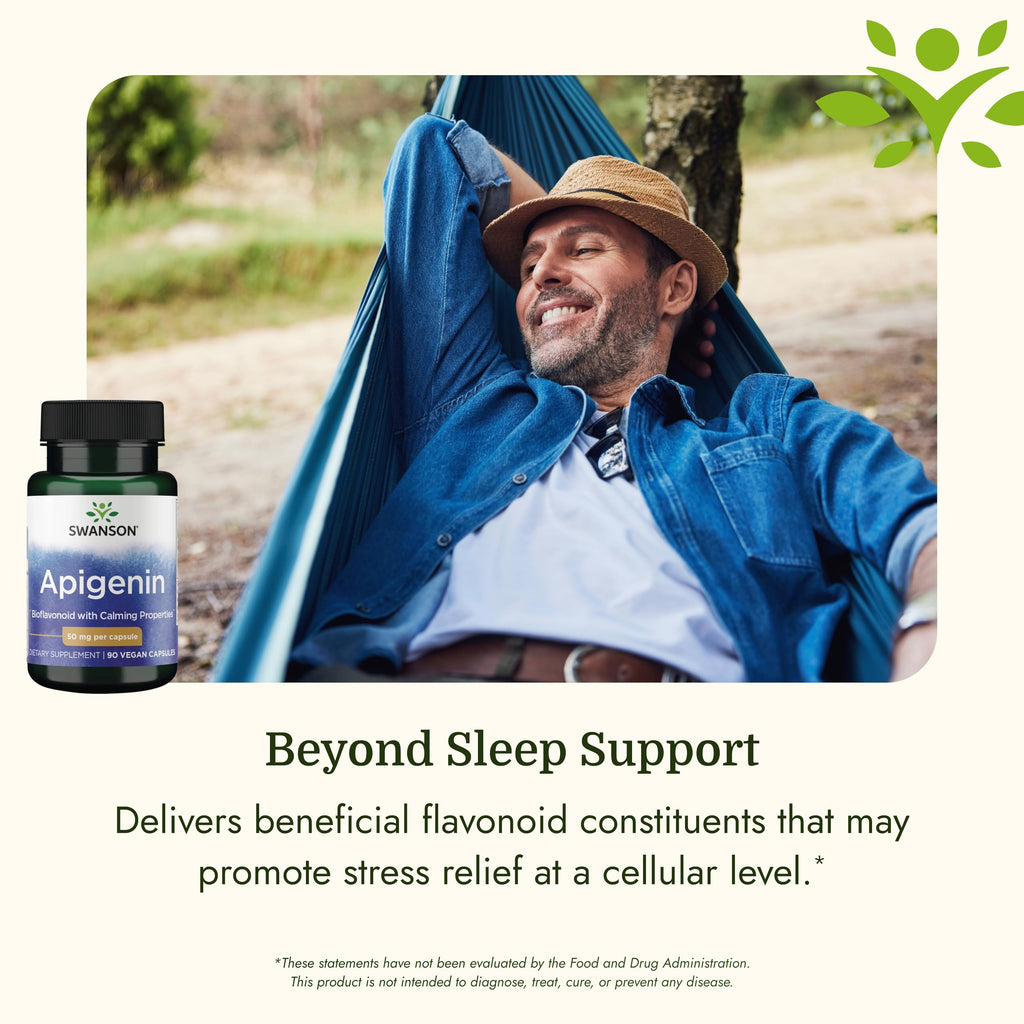 Swanson Apigenin – Sleep and Relaxation Supplement – Natural Support – 90 Caps, 50 mg (Packaging may Vary)