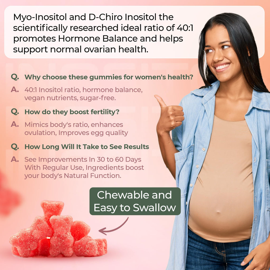 OMNICOAST GOODS, OCG Myo-Inositol & D-Chiro Inositol Gummies with Ashwagandha | PCOS Support | Ovulation & Mood Support, 40:1 Ratio Inositol for Hormone Balance, Sugar-Free, Non-GMO (60 Gummies) OMNICOAST GOODS, OCG Au supplements