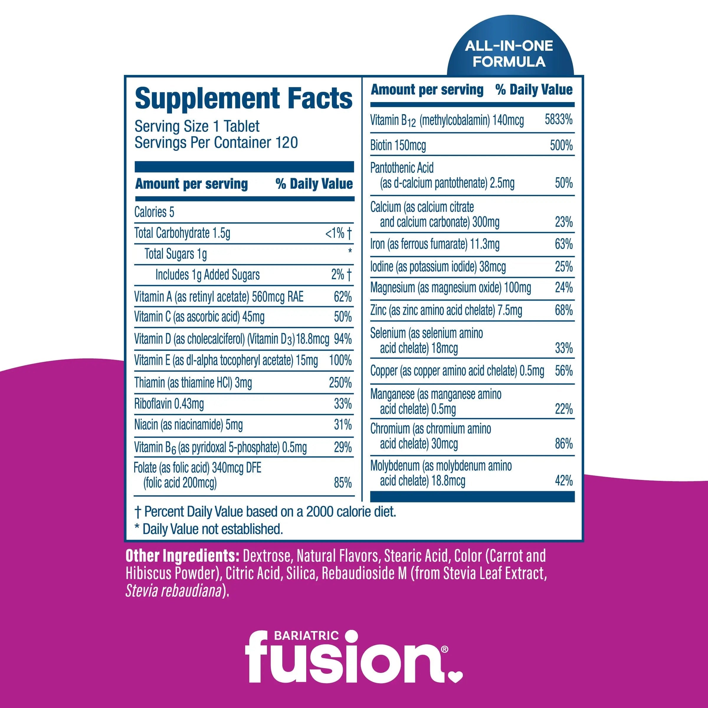 Bariatric Fusion Bariatric Multivitamin with Iron Complete Chewable | Mixed Berry | Post Bariatric Vitamins for Gastric Bypass Bariatric Fusion Au supplements