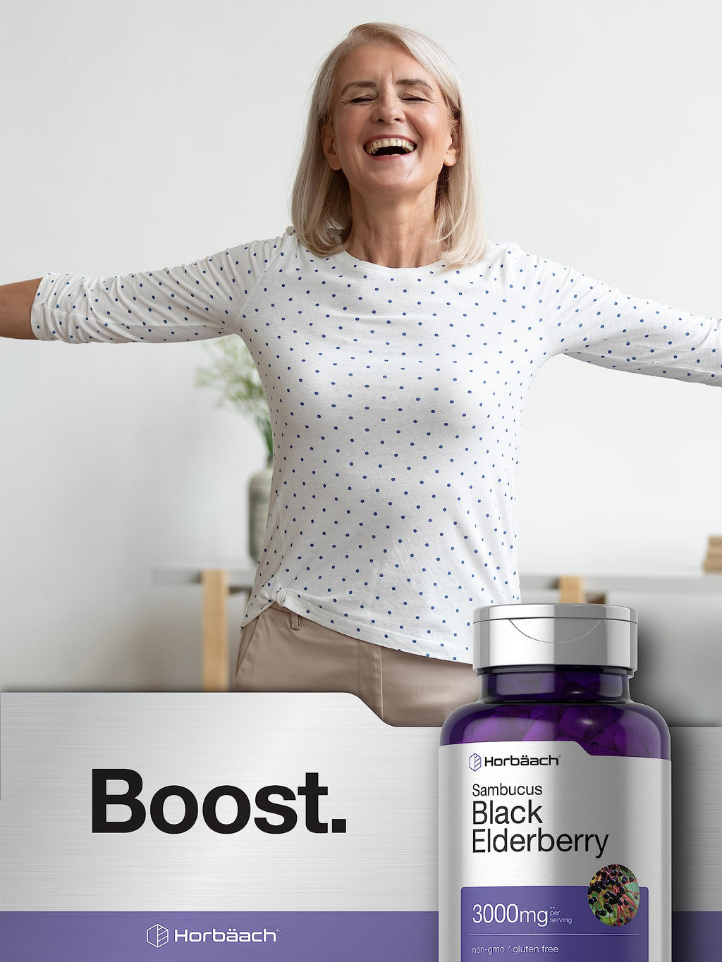 Horbäach Black Elderberry | 180 Count | Non-GMO, Gluten Free | Sambucus Extract Supplement