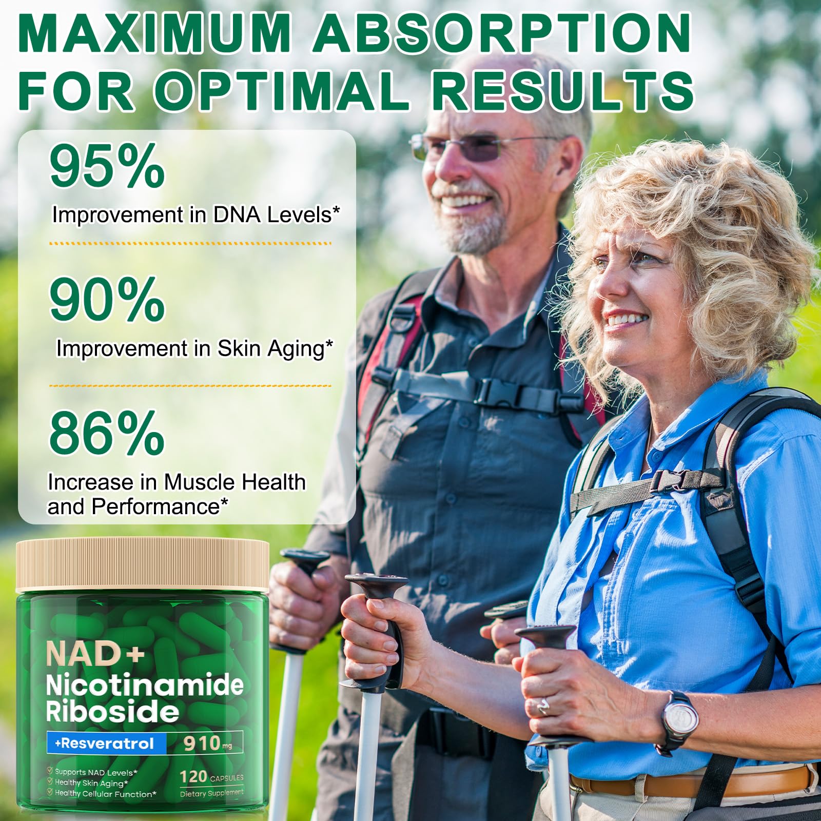 NAD Supplement 120 Capsules, Liposomal Nicotinamide Riboside, Resveratrol, Quercetin, NAD Nicotinamide Riboside Resveratrol 910mg for Women & Men, NAD Supplement for Anti Aging and Cell Regeneration RHBESTOK Au supplements
