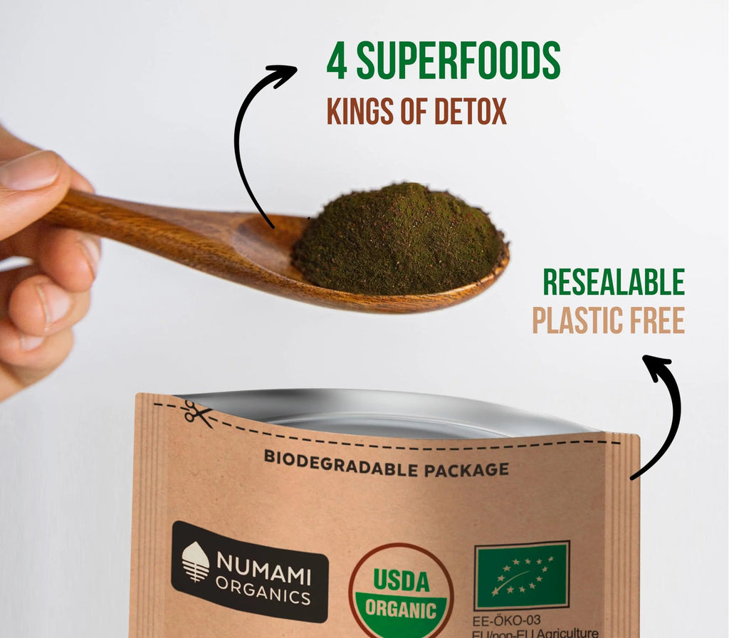 Numami Organic Detox Blueberry Smoothie Powder with Healthy Spirulina, Atlantic Dulse Numami Au supplements