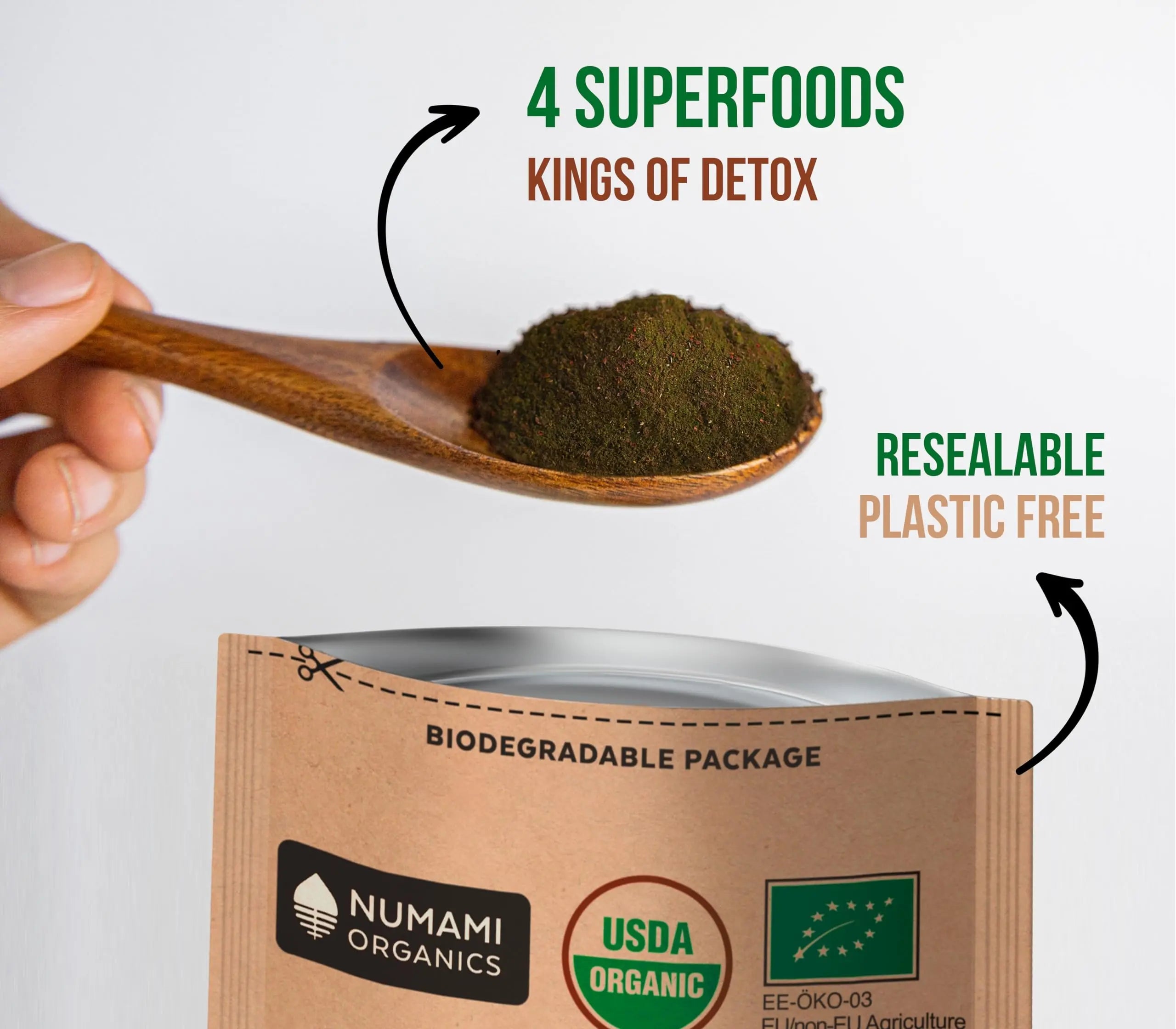 Numami Organic Detox Blueberry Smoothie Powder with Healthy Spirulina, Atlantic Dulse Numami Au supplements