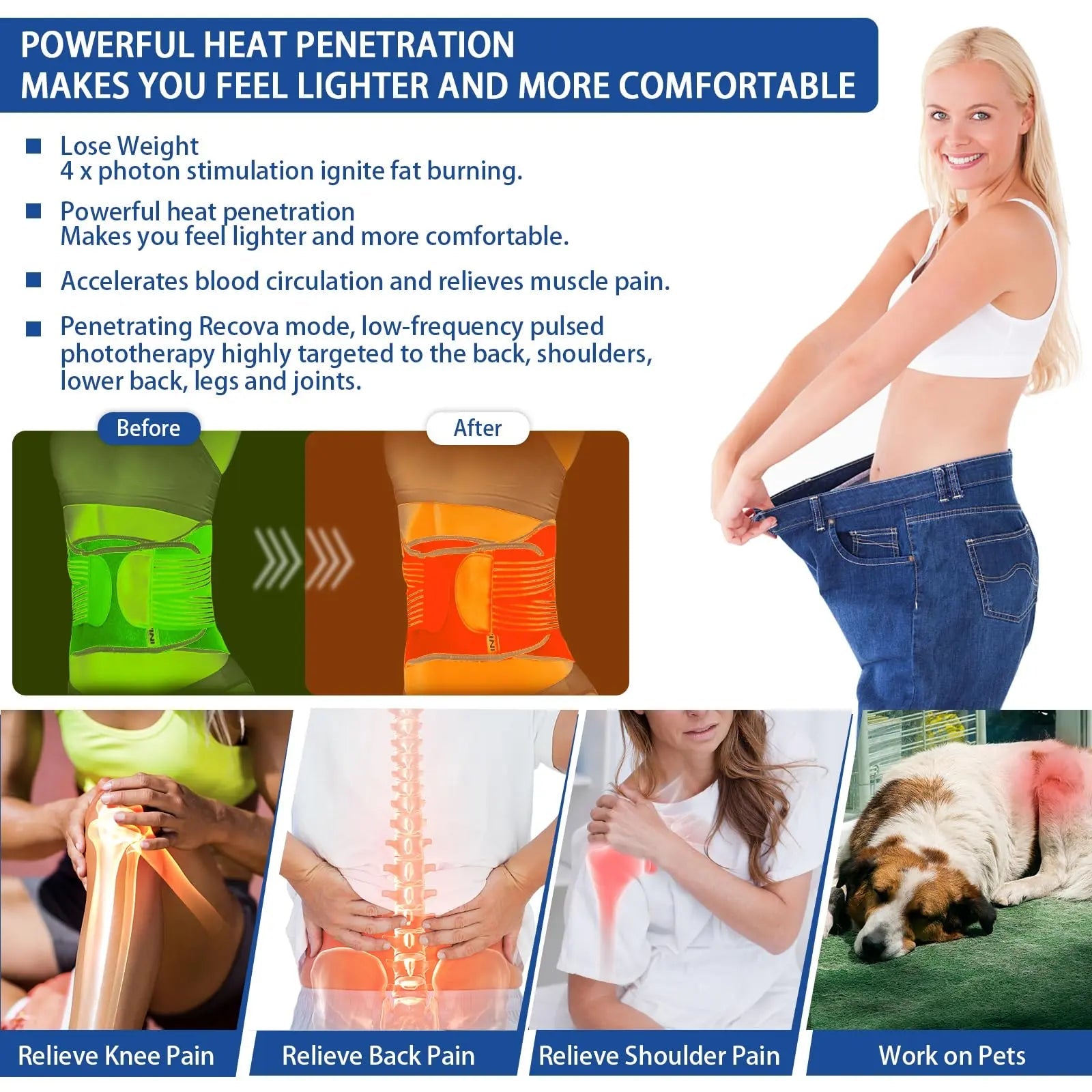 Red Light Therapy Belt, Infrared Light Therapy Device with Partition Control and Remote Control KingPavonini Au supplements