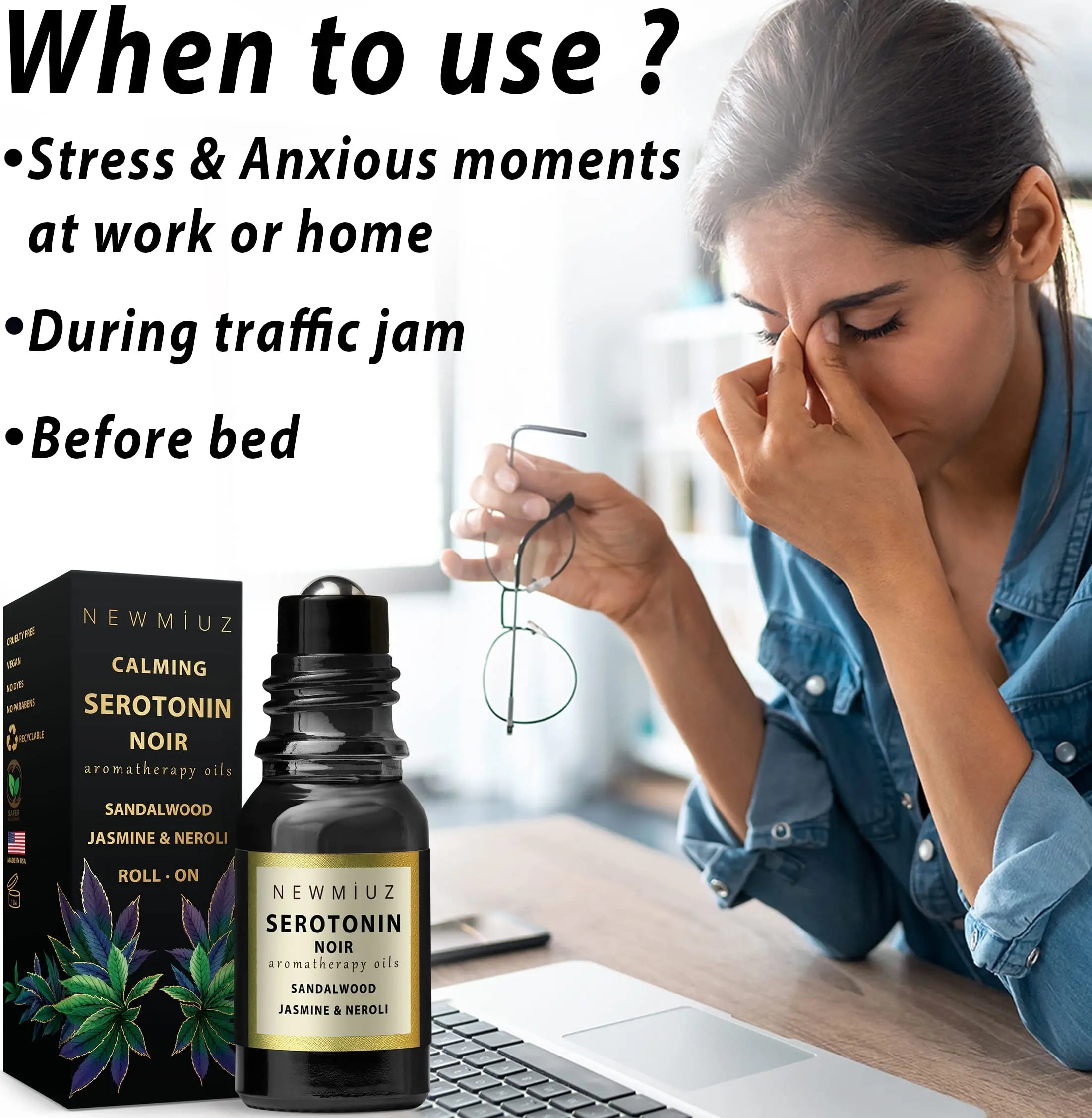 Calm Roll on Essential Oil Stress Relief Sandalwood Jasmine Destress Relaxation Calming Rolle New Miuz Au supplements