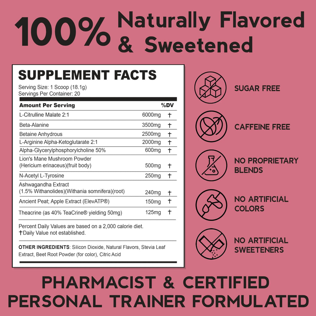 THENTIC Caffeine Free Pre Workout - Naturally Flavored & Sweetened Nootropic Non-Stim THENTIC Au supplements