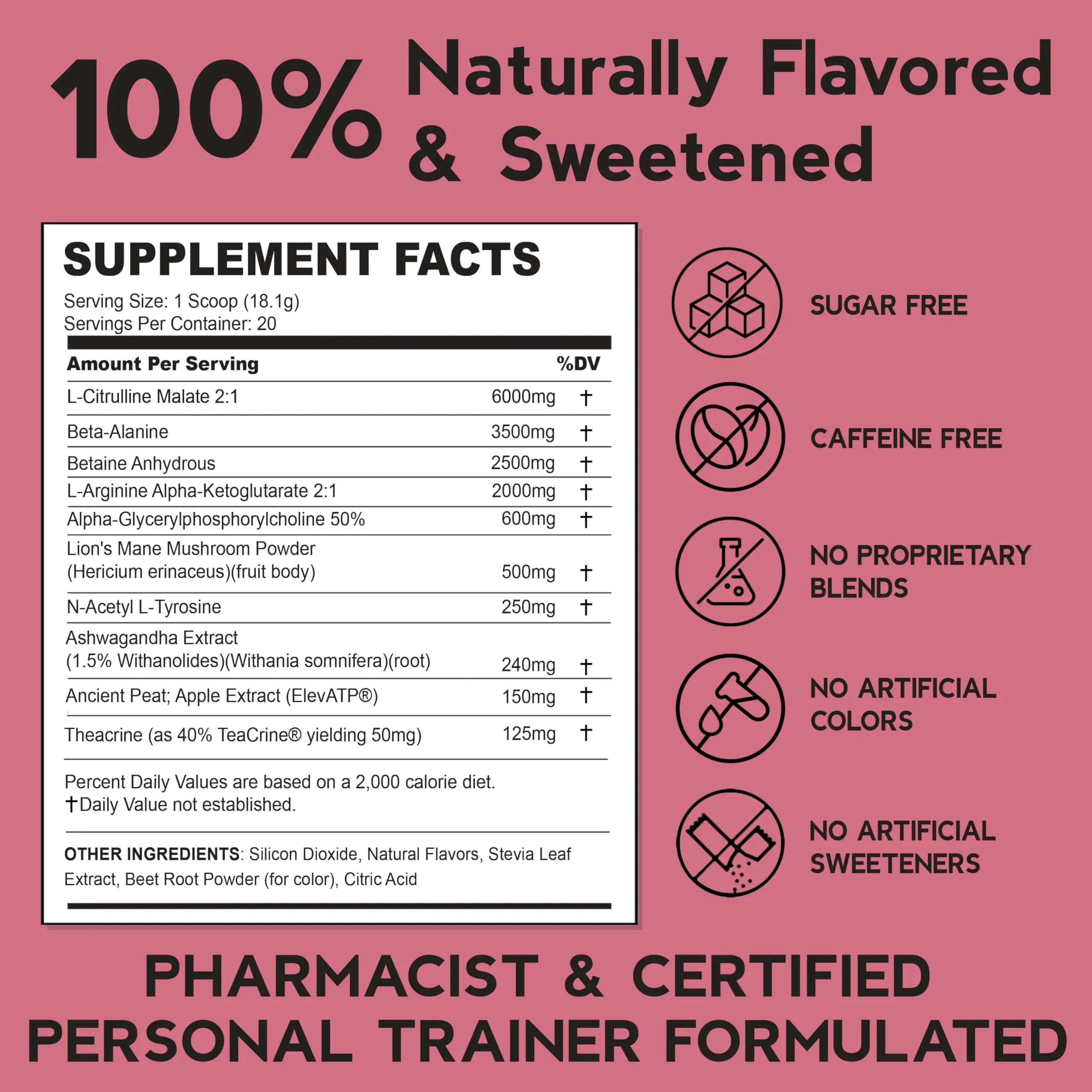 THENTIC Caffeine Free Pre Workout - Naturally Flavored & Sweetened Nootropic Non-Stim THENTIC Au supplements