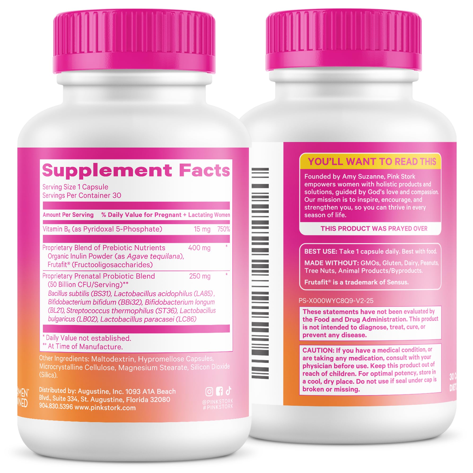 Pink Stork Prenatal Probiotic for Women with 50 Billion CFU | Vitamin B6 & Prebiotics | Pregnancy Probiotics for Morning Sickness | Digestive, Immune, & Gut Health | Vegan & Gluten-Free | 30 Capsules Pink Stork Au supplements