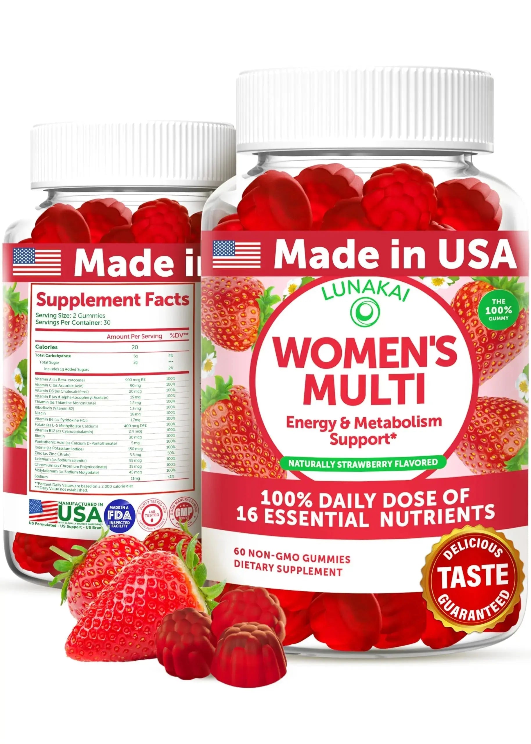 Lunakai USA Made Womens Multivitamin Gummies - Delicious Daily Dose with 16 Multi Vitamins for Women Lunakai Au supplements