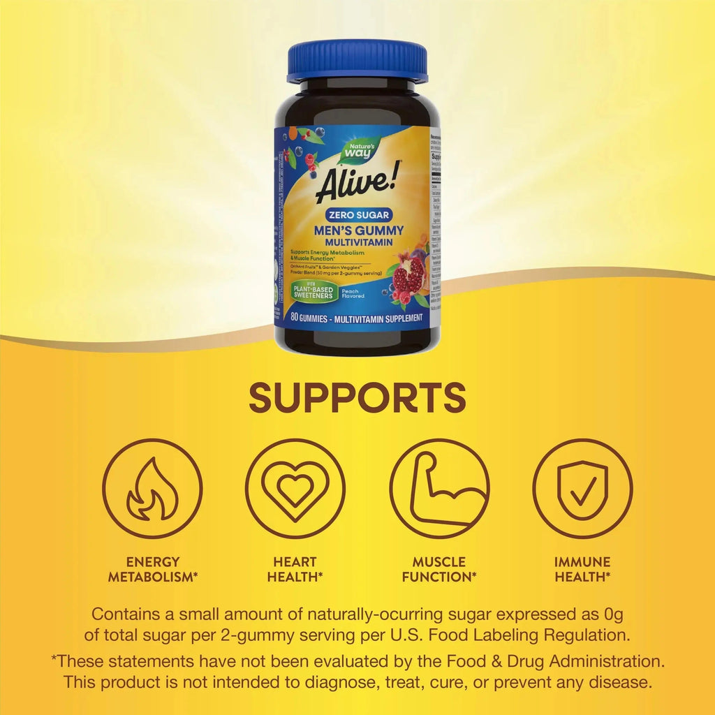 Nature’s Way Alive! Zero Sugar Men's Gummy Multivitamins, Energy Metabolism*, Muscle Function*, B-Vitamins Nature's Way Au supplements