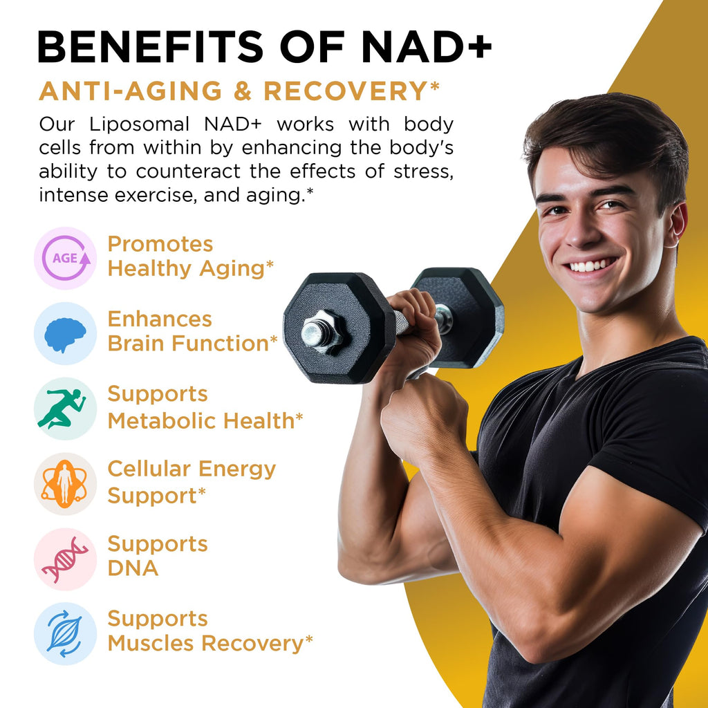 NAD+ Supplement Liposomal Capsules - Max Absorption for Cellular Energy, Healthy Aging, Brain Function & DNA Health - Vegan, Non-GMO, Gluten-Free Supplement - 60 Capsules - Supports NAD Levels AuroraSynth Au supplements