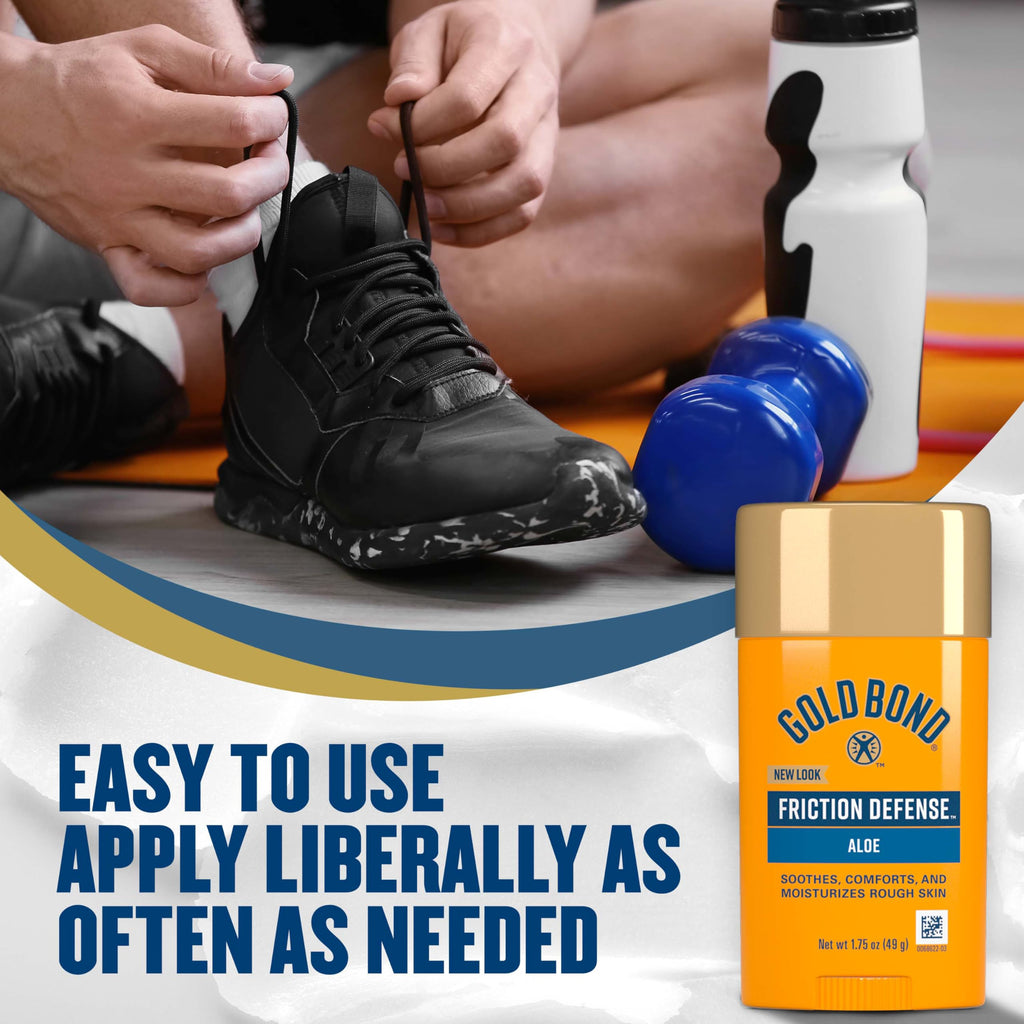 Gold Bond Friction Defense Stick, Anti Chafing Stick with Aloe to Soothe, Comfort & Moisturize Chafed Skin, 1.75 oz.