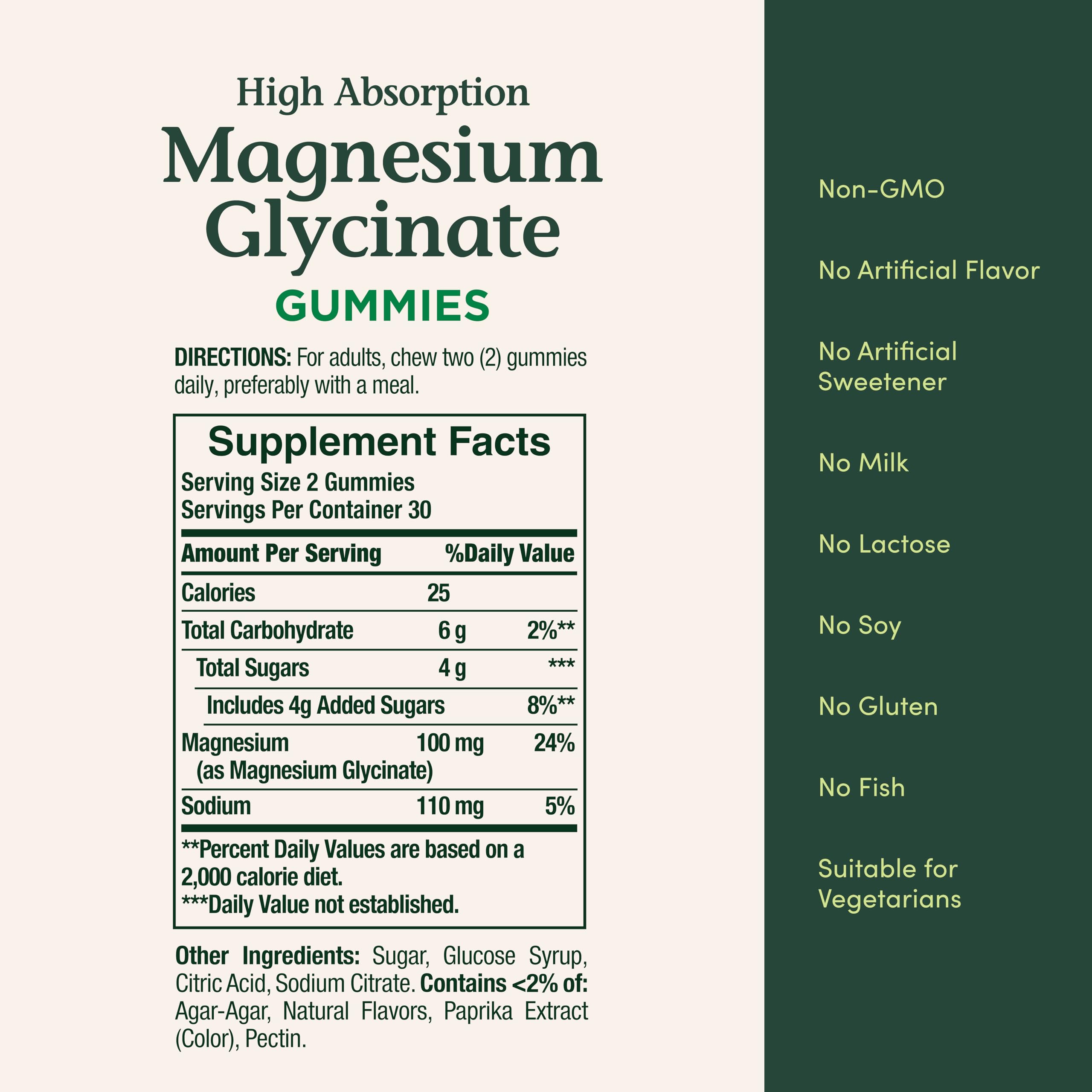 Nature’s Bounty High Absorption Magnesium Glycinate Gummies, 100 mg Magnesium Per Serving, Whole Body Health, No Stick Gummy, Peach Mango Flavor