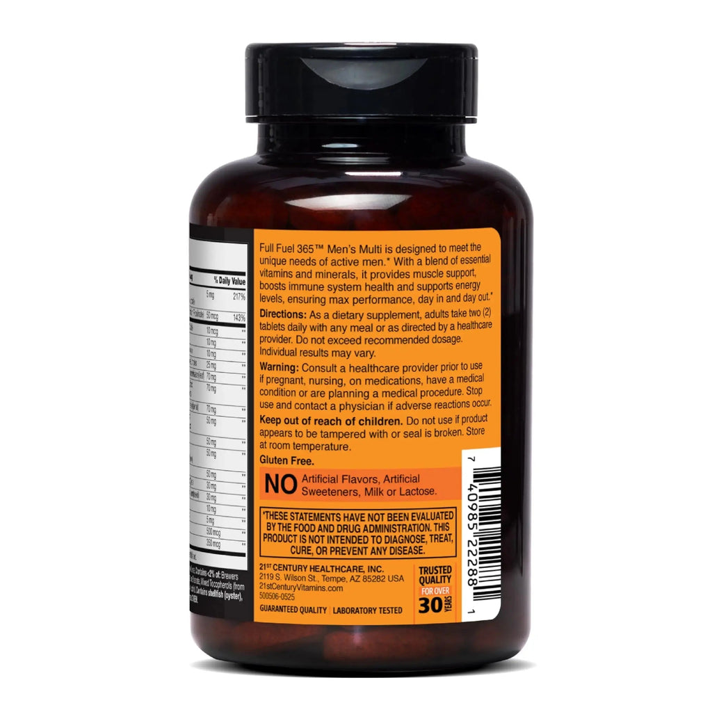 21st Century Full Fuel 365 Active Men’s Multivitamin, 120 Tablets, Daily Vitamins and Minerals for Energy, Muscle Support, Immune Health, No Gluten 21st Century Au supplements