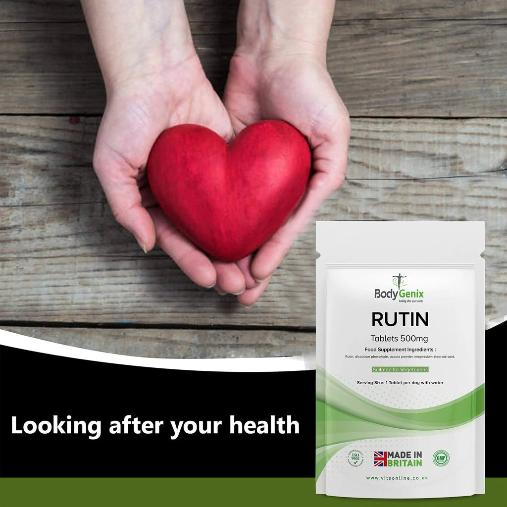 Bodygenix Rutin 500mg Tablets CAPILLARIES, VARICOSE Veins, Hemorrhoids Veg Friendly Bodygenix Au supplements
