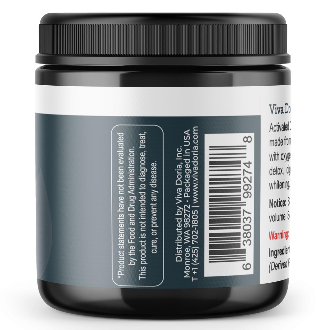 Viva Doria Activated Charcoal Powder, Hardwood Derived, Food Grade, 4 Oz