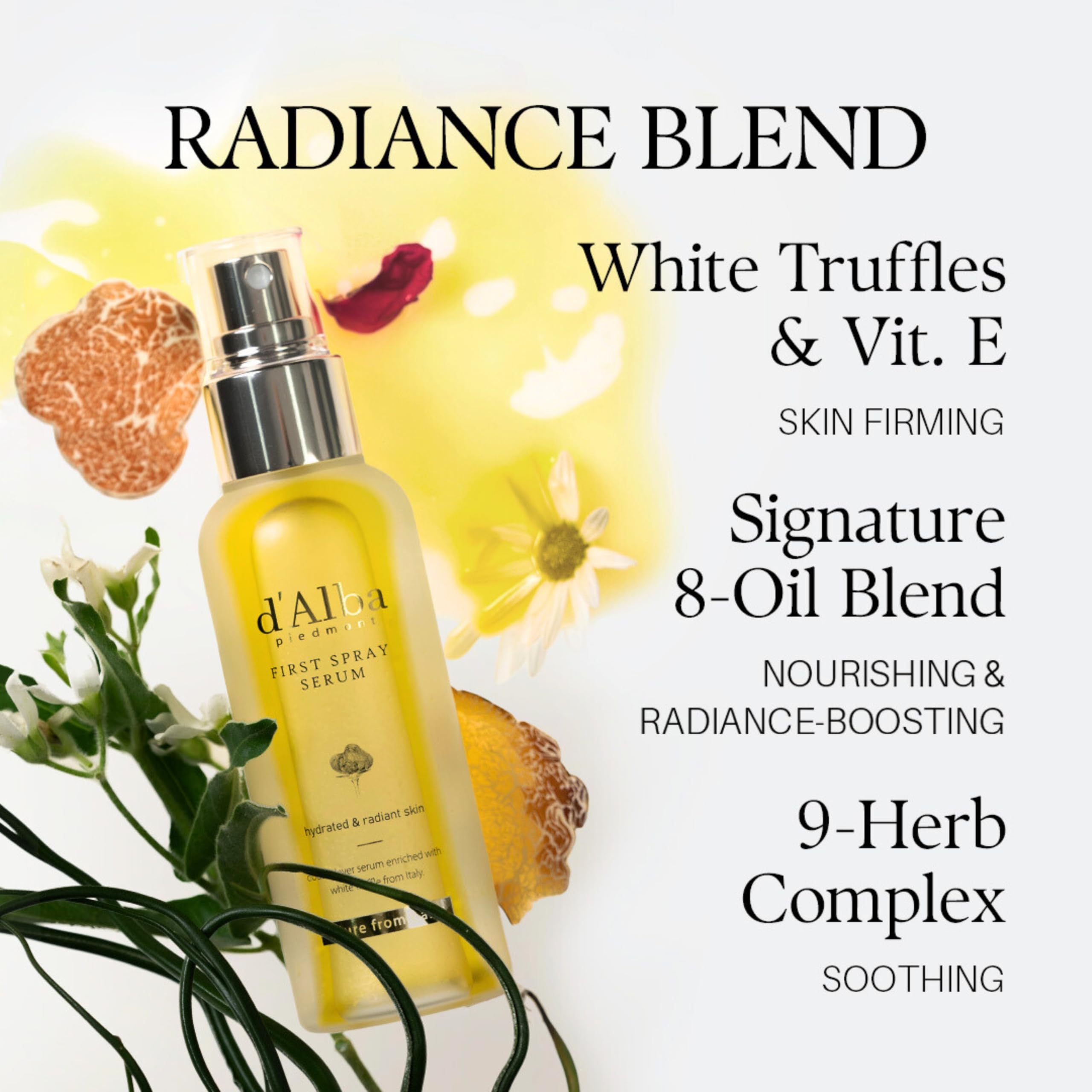 d'alba Piedmont Italian White Truffle First Spray Serum, Vegan Skin Care, Light-weight Face