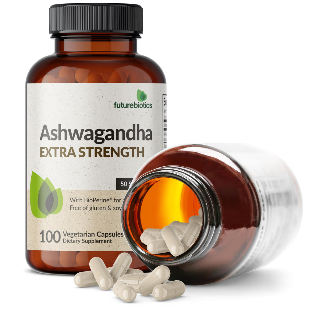 Futurebiotics Ashwagandha Extra Strength Stress & Mood Support with BioPerine - Non GMO Formula, 100 Vegetarian Capsules Futurebiotics Au supplements