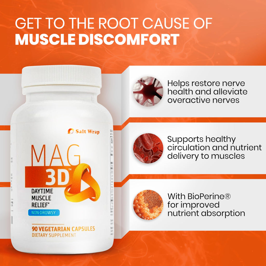 SaltWrap Mag 3D – Daytime (Non-Drowsy) Leg Cramp & Muscle Relief Support - Natural Supplement for Muscle and Nerve Health with Turmeric, Alpha Lipoic Acid & Magnesium SaltWrap Au supplements