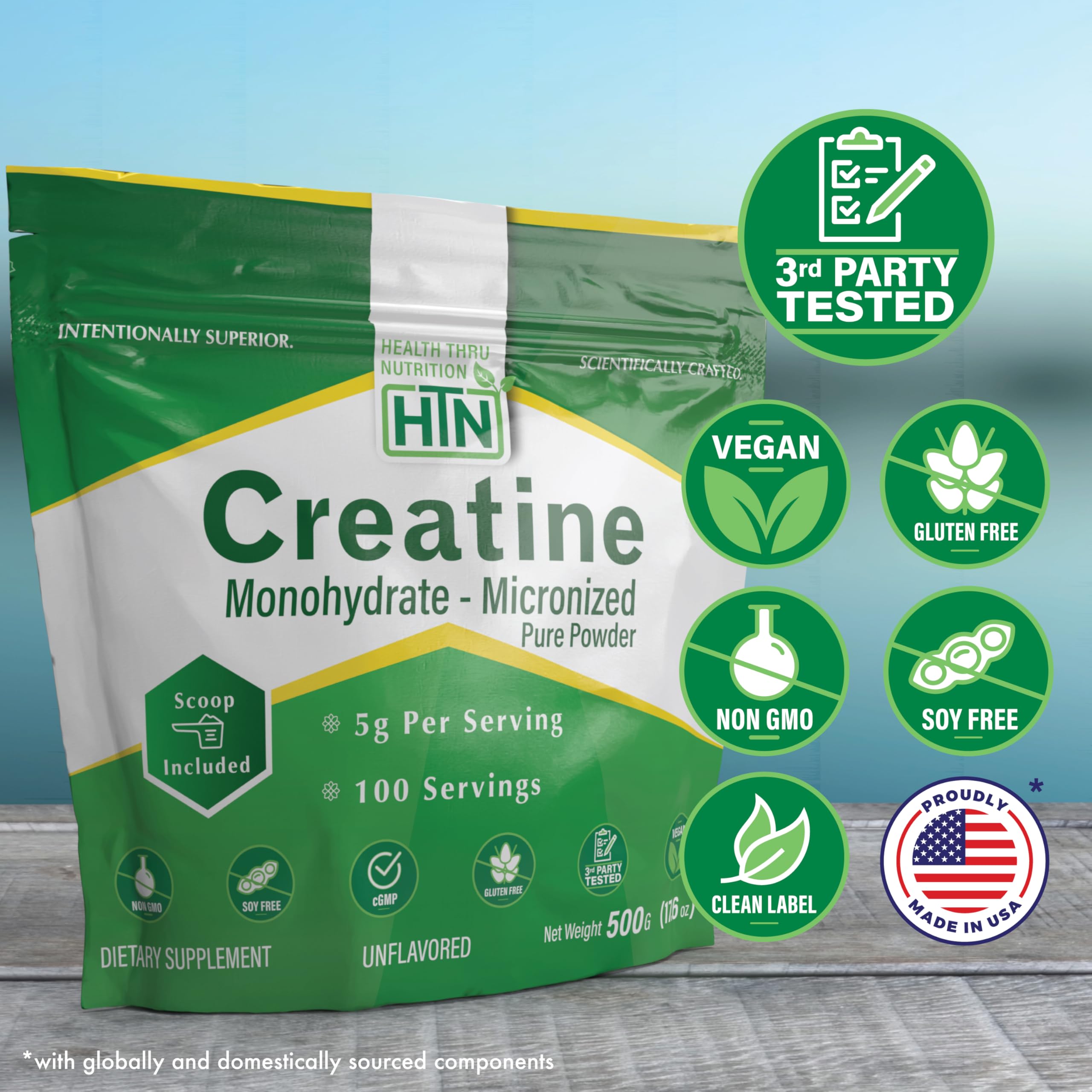 Health Thru Nutrition Creatine Monohydrate Micronized Powder – 500g Pure Unflavored – 5g Per Scoop – Workout Support, Muscle Fuel and Recovery Bulk Supplement | Non-GMO, Vegan Health Thru Nutrition Au supplements