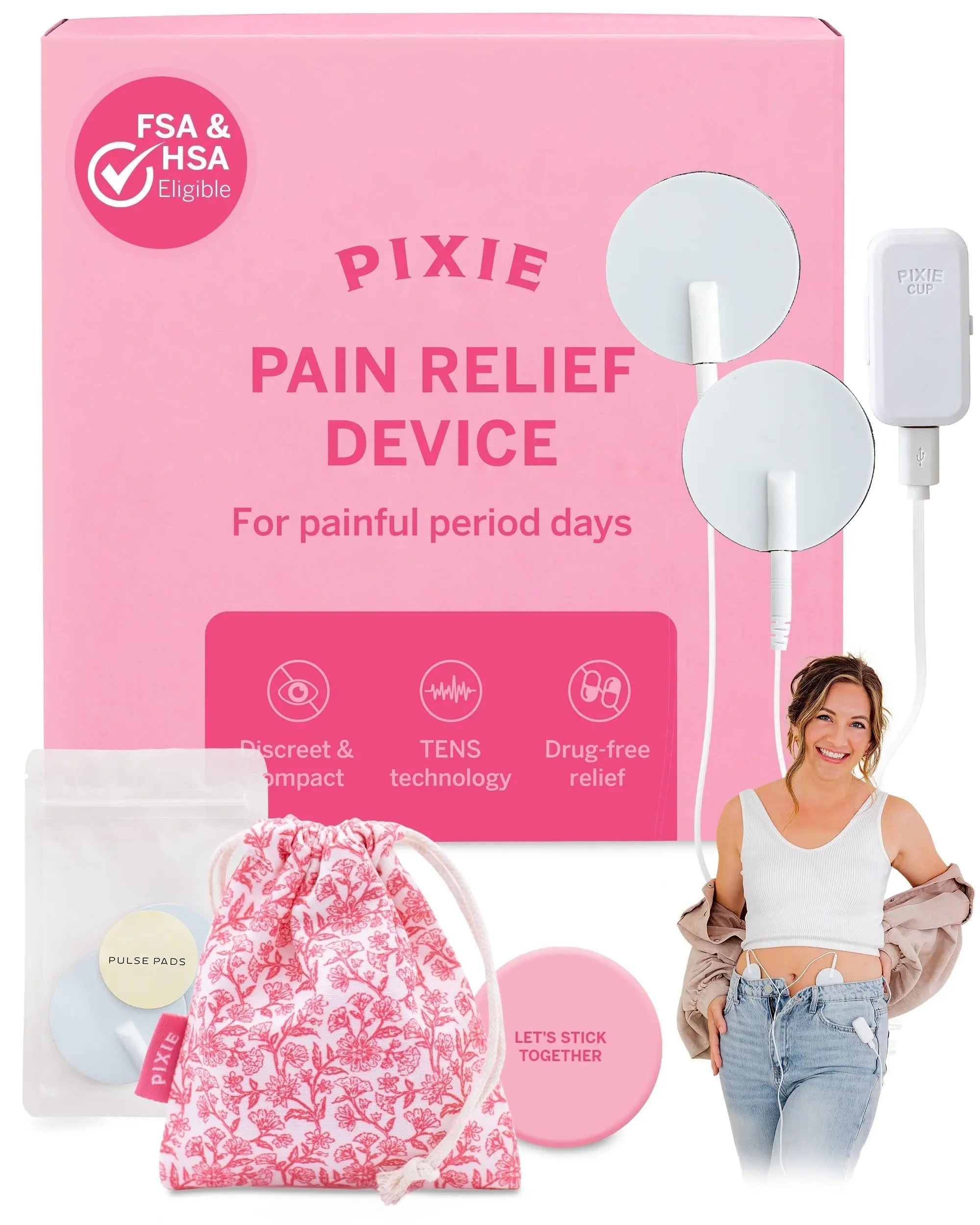 Pixie Period Pain Relief Device - Best PMS Relief Simulator with TENS Technology - Thinnest Wearable Tens Unit - Unnoticeable Under Clothes - Menstrual Cramp Comfort for Feminine Care Pixie Cup Au supplements
