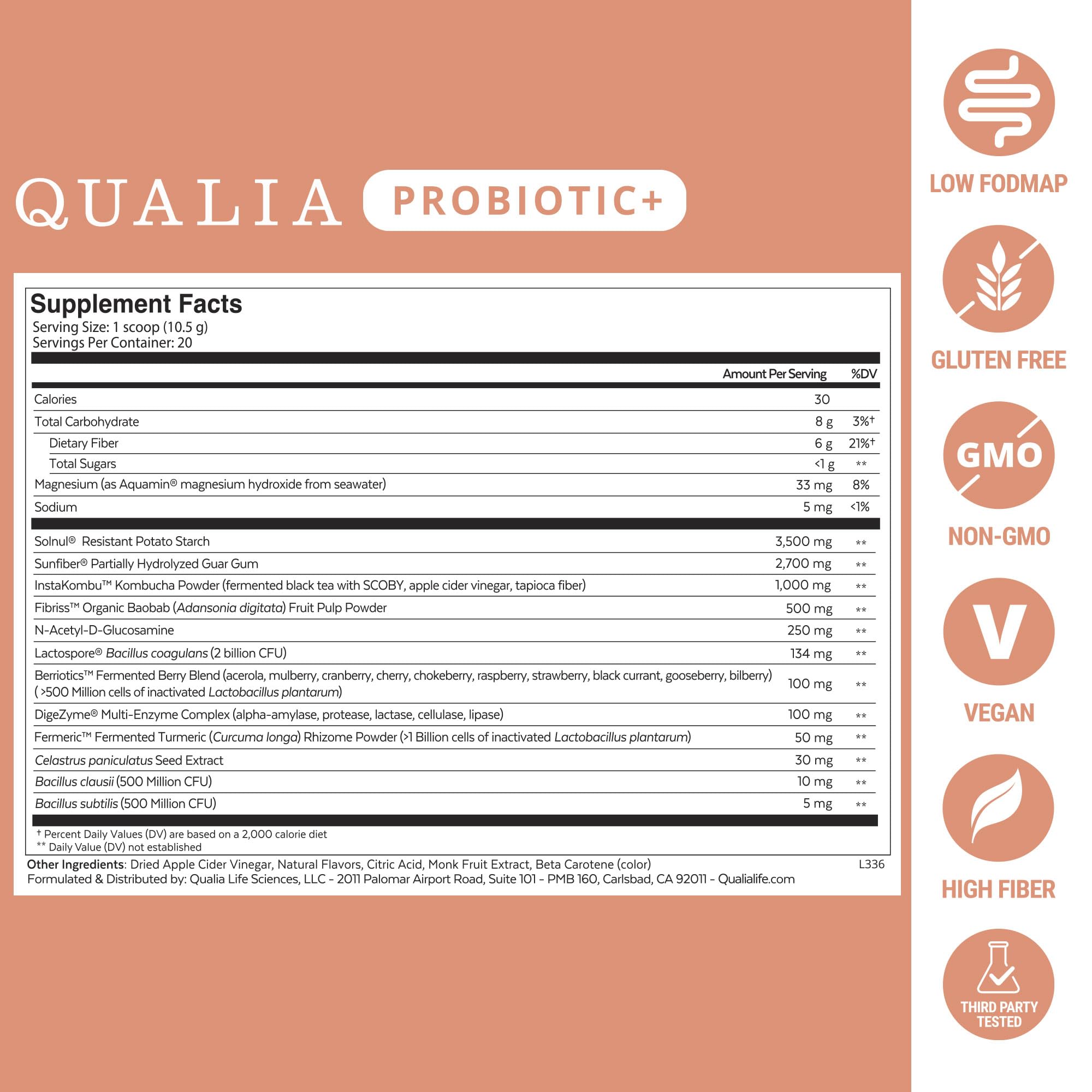 Qualia Probiotic - 28 Science-Backed Spore Probiotics, Prebiotics, and Postbiotics. Total Gut Support. Soothes Digestive discomfort. Ethically sourced. Promotes Akkermansia Growth. 1 Month Supply QUALIA LIFE SCIENCES Au supplements
