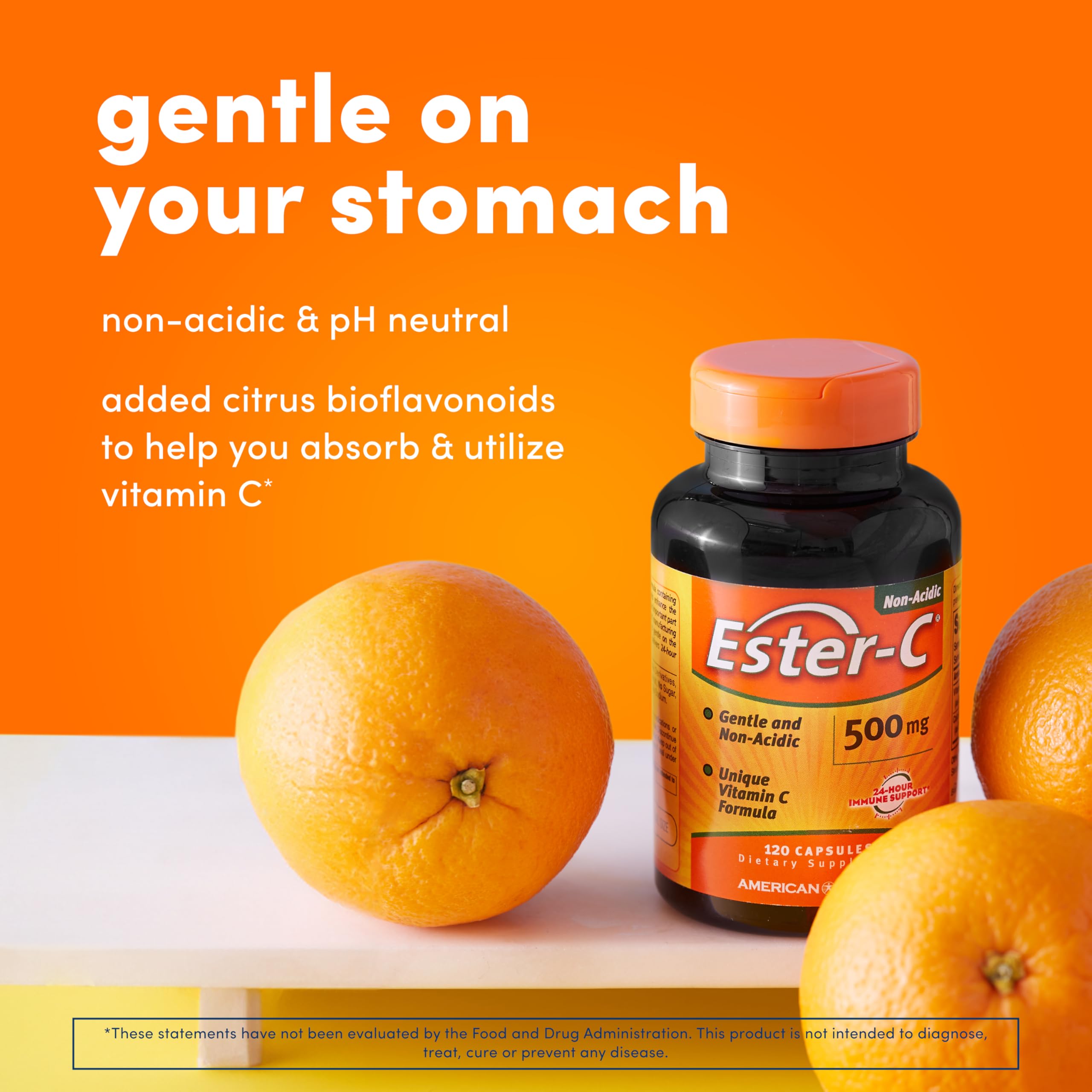 American Health Ester-C with Citrus Bioflavonoids Capsules - Gentle On Stomach, Non-Acidic Vitamin C - 500 mg,