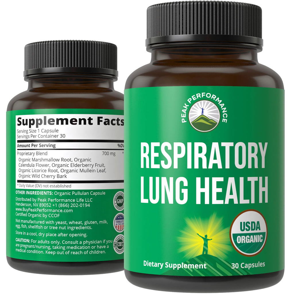 USDA Organic Lung Detox for Smokers and Non Smokers with 6 Top Ingredients. Mullein Leaf, Marshmallow Root, Calendula. Lungs Cleanse for Better Respiratory Health. Lung Support Capsules Supplement Peak Performance Au supplements