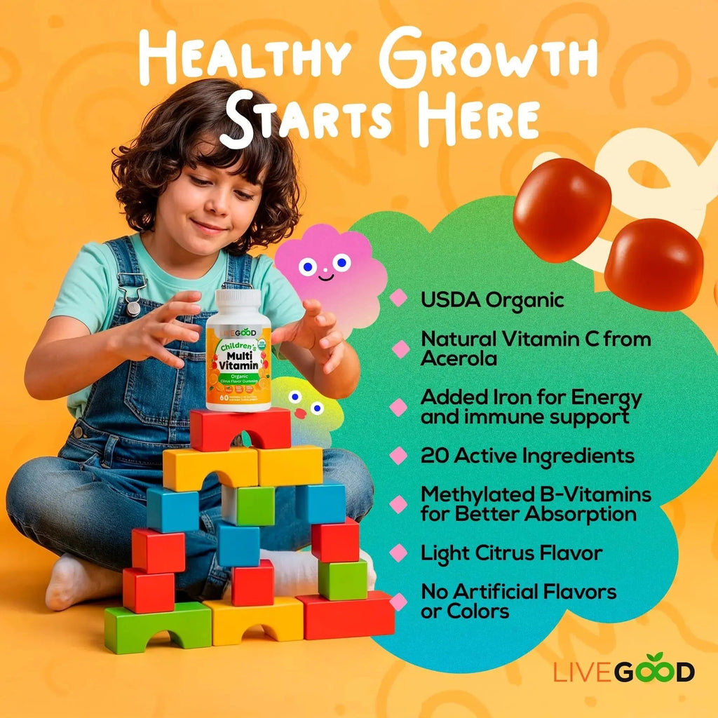 LIVEGOOD Organic Children’s Multivitamin Gummies, Kids Multivitamin, Vitamin D for Toddlers and Children, Organic Kids Chewable Vitamins for Immunity LIVEGOOD Au supplements