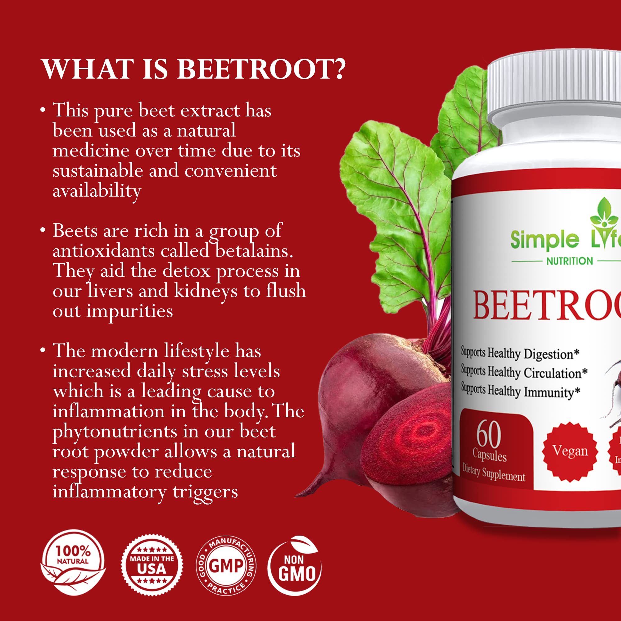 Simple Life Nutrition Organic Beet Root Powder Capsules - Nitric Oxide Booster for Men Simple Life Nutrition Au supplements