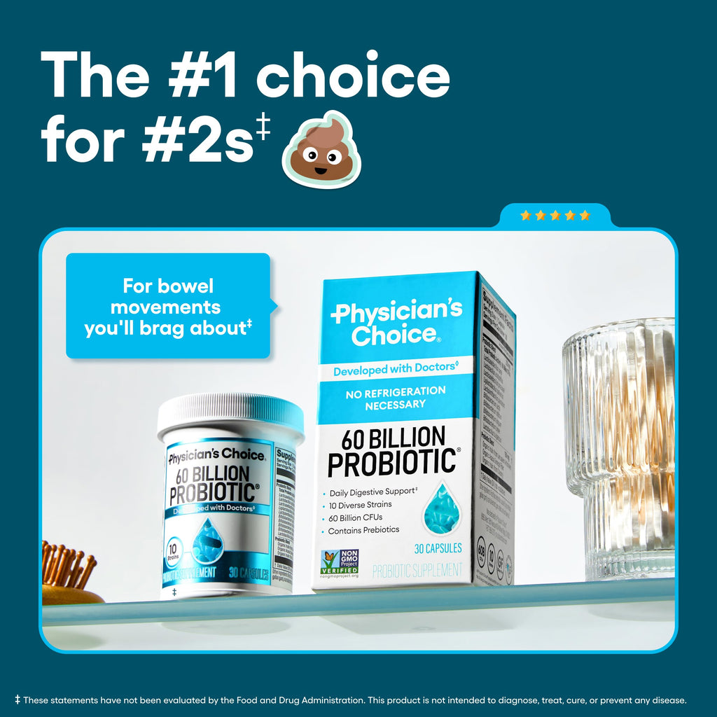 Physician's CHOICE Probiotics 60 Billion CFU - 10 Strains + Organic Prebiotics - Immune, Digestive & Gut Health - Supports Occasional Constipation, Diarrhea, Gas & Bloating - for Women & Men - 30ct Physician's CHOICE Au supplements