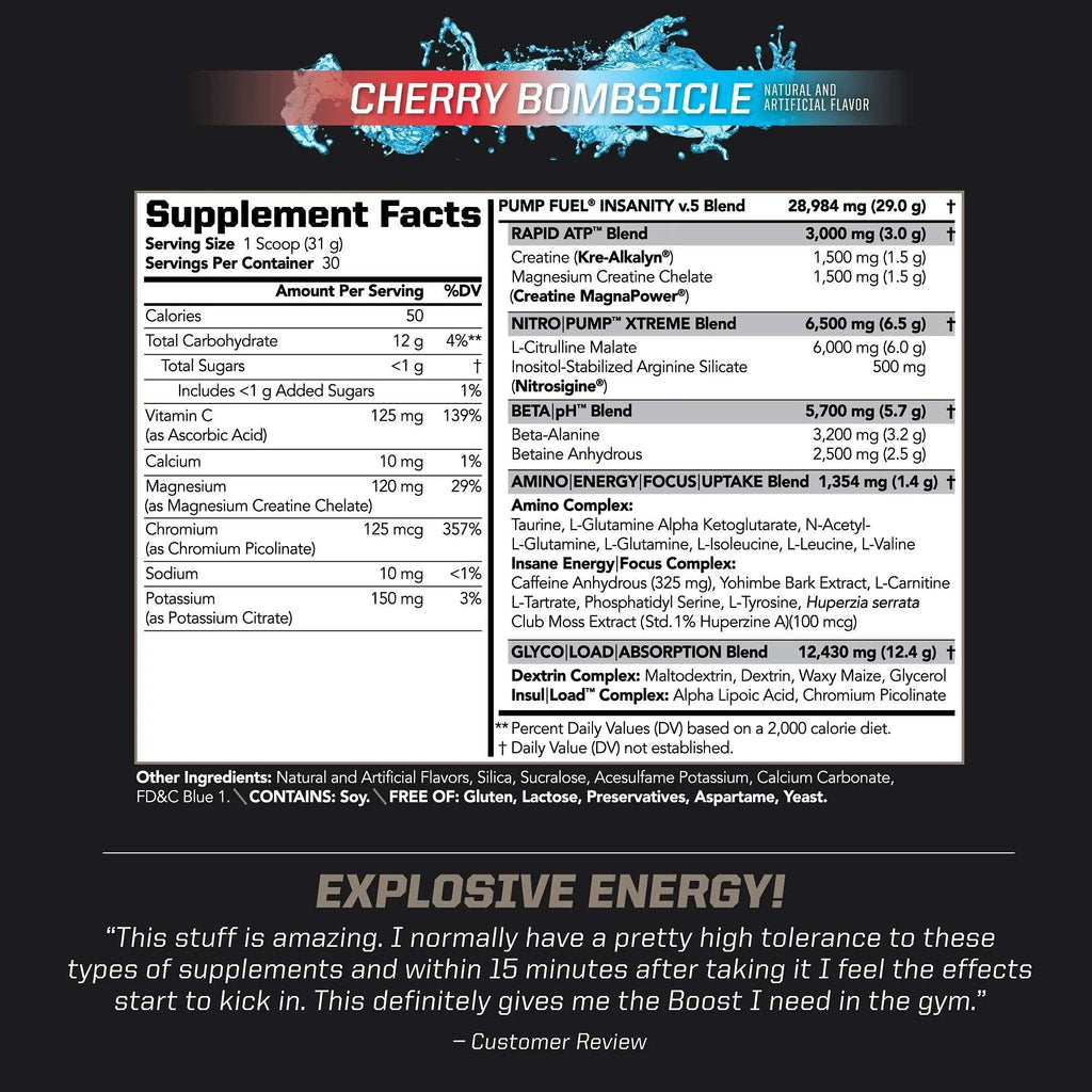 PMD Sports Ultra Pump Fuel Insanity - Pre Workout – Cherry Bombsicle (30 Servings) PMD Au supplements