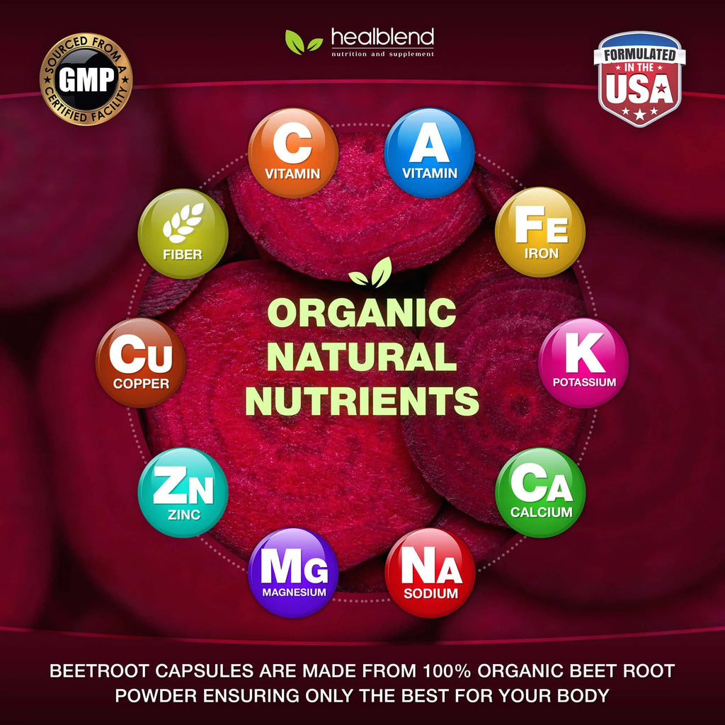 healblend Organic Nitric Oxide Beet Root Capsules 1300mg - Support Immune System healblend Au supplements