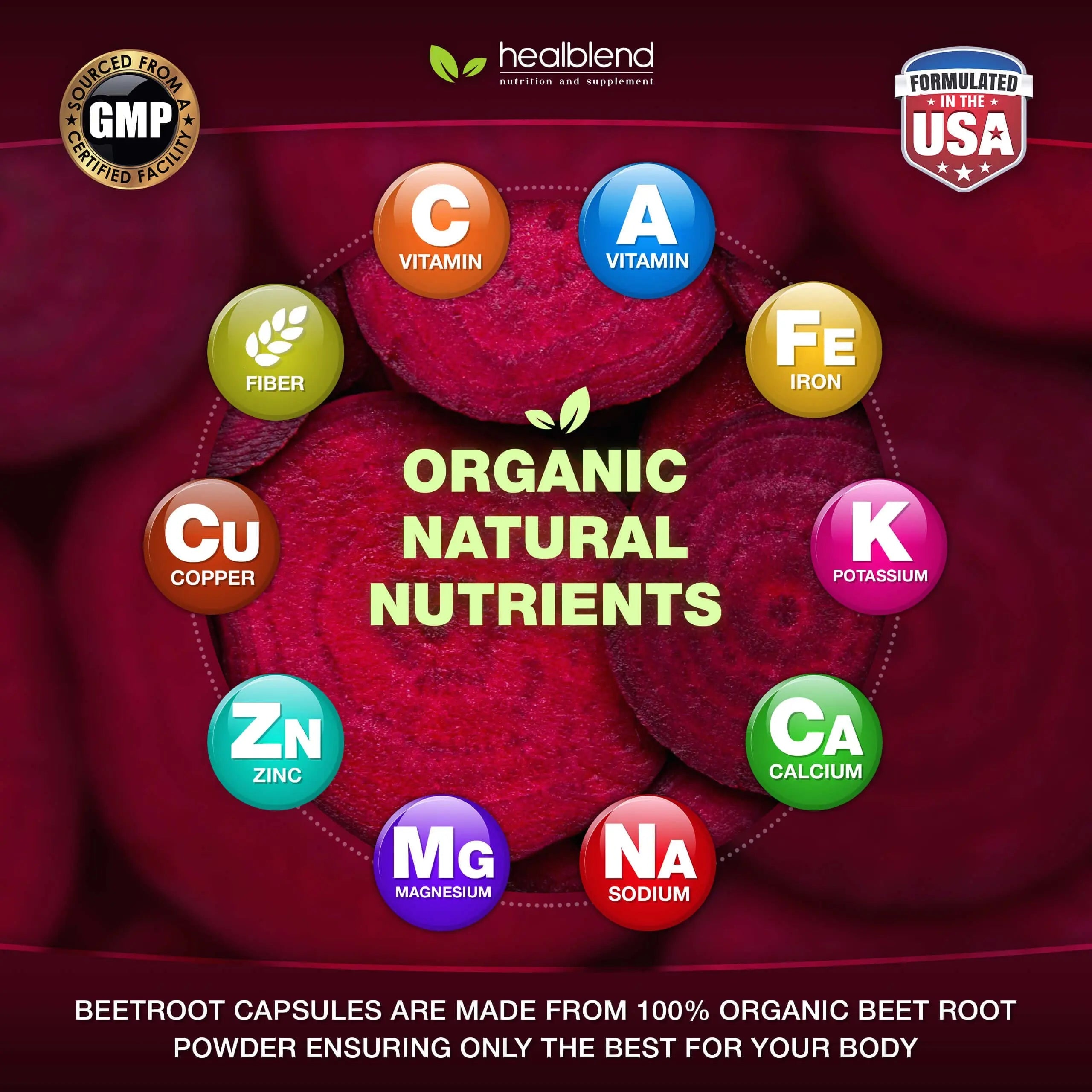 healblend Organic Nitric Oxide Beet Root Capsules 1300mg - Support Immune System healblend Au supplements