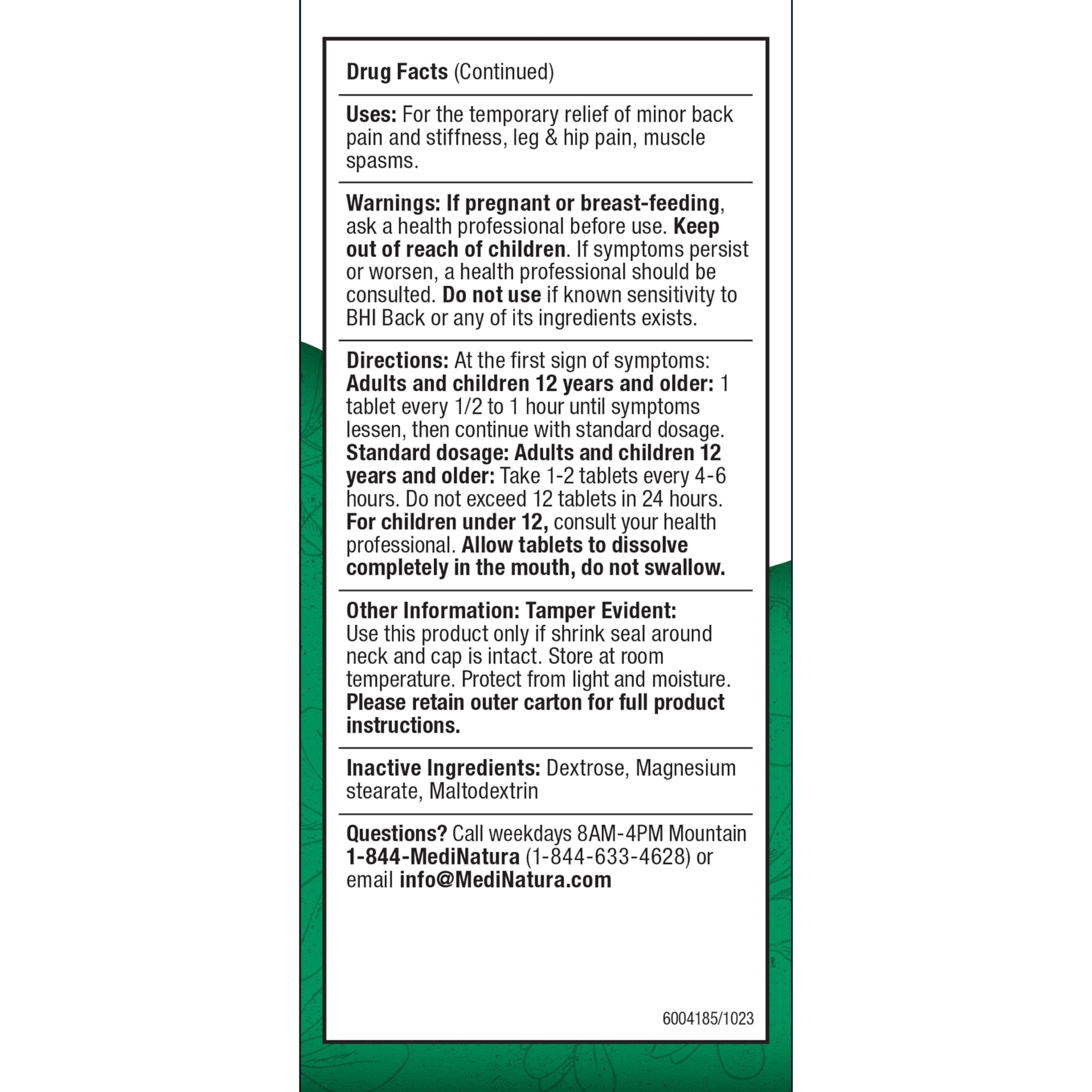 MediNatura BHI Back – Back Relief Tablets – Natural Homeopathic Formula for Muscle Stiffness & Muscle Spasms – Fast-Acting, Non-Drowsy – 100 Count MediNatura Au supplements