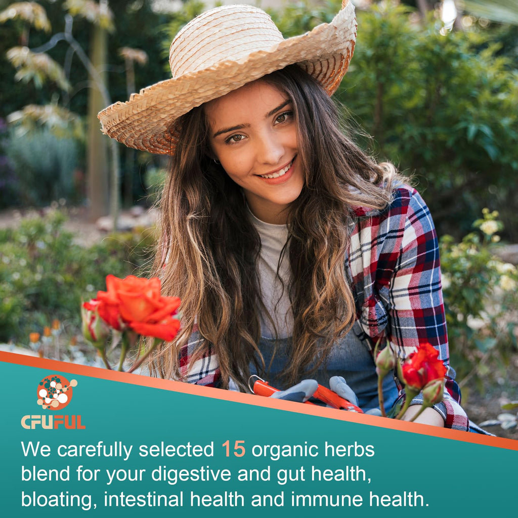 Probiotics for Women & Men - 300 Billion CFU, 24 Strains Probiotic + 15 Organic Herbs Prebiotics Blend, for Overall Digestive Gut Health, Immune, Constipation & Bloating, Shelf Stable - 4 Month Supply Cfuful Au supplements