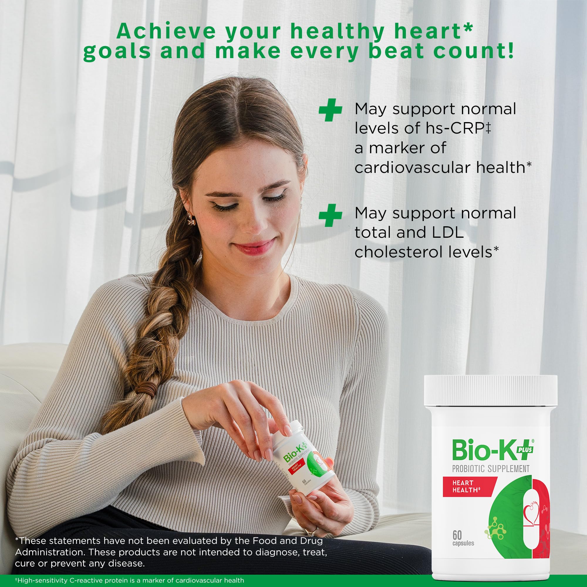 Bio-K+ Probiotics for Heart Health with Limosilactobacillus reuteri LRC – Heart Health Probiotic for Cholesterol & Cardiovascular Support, 5 Billion CFU, Vegan, Shelf-Stable – 60 Capsules Bio-K Plus Au supplements