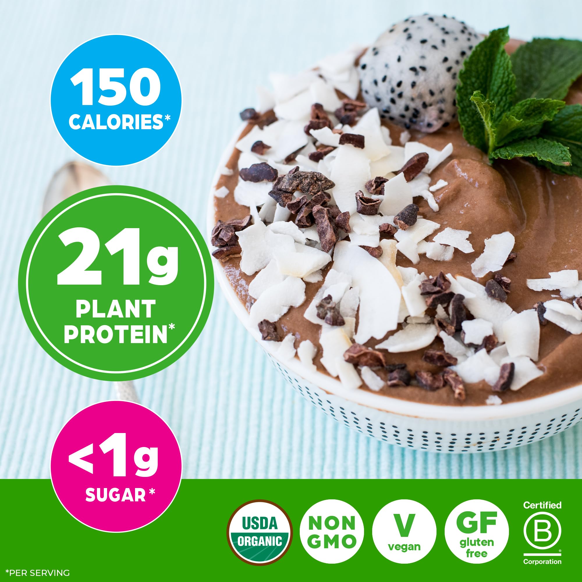 Orgain Organic Vegan Protein Powder, Creamy Chocolate Fudge - 21g Plant Protein, 7g Prebiotic Fiber, Low Net Carb, No Lactose Ingredients, No Added Sugar